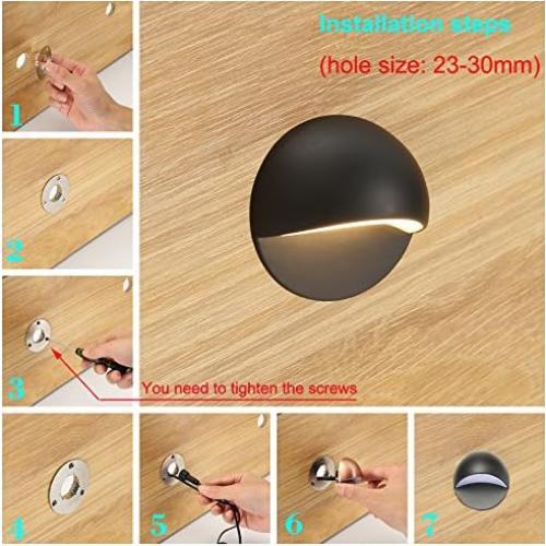 FVTLED Kit de 6 Luces LED Impermeables para Escalones 12V