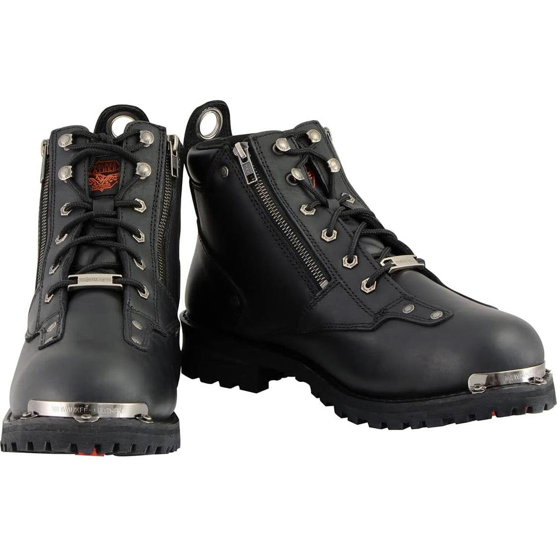 Botas de motocicleta Milwaukee Leather MBM103 de cuero negro 11