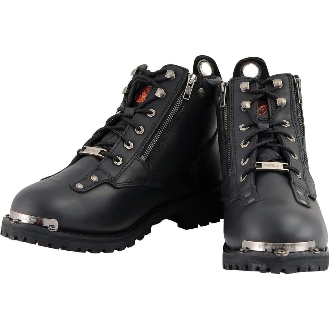 Botas de motocicleta Milwaukee Leather MBM103 de cuero negro 11