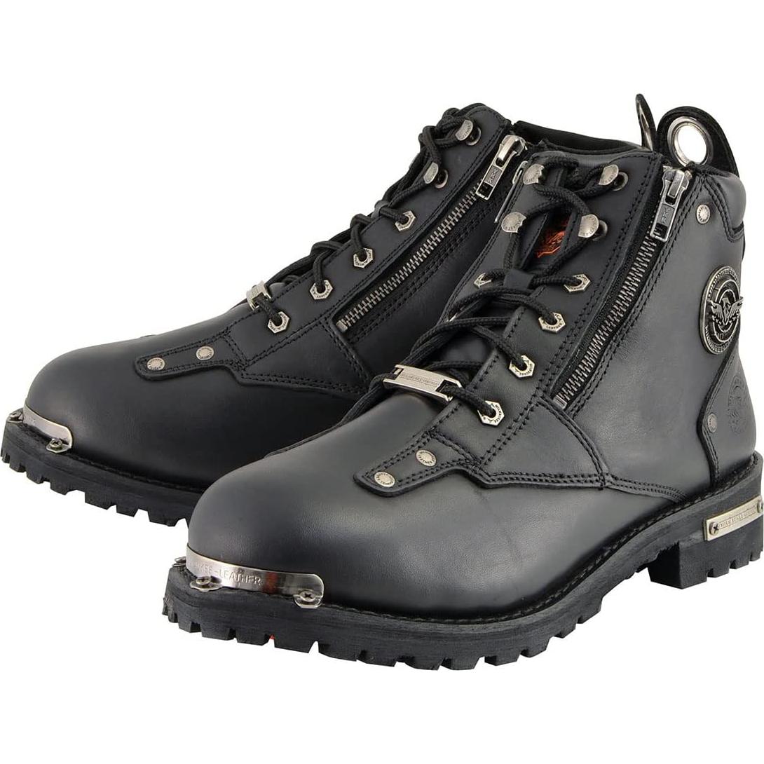 Botas de motocicleta Milwaukee Leather MBM103 de cuero negro 11