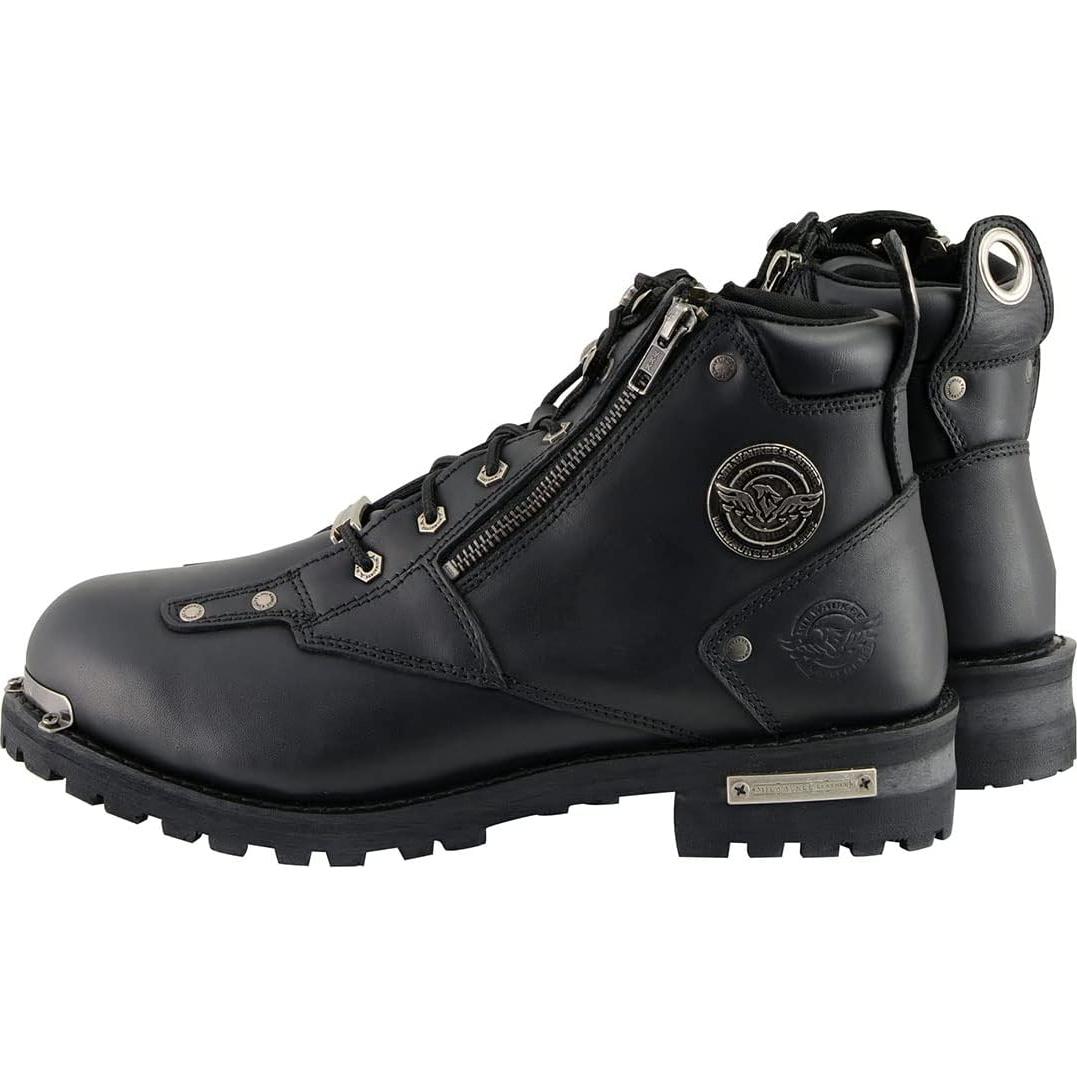Botas de motocicleta Milwaukee Leather MBM103 de cuero negro 11