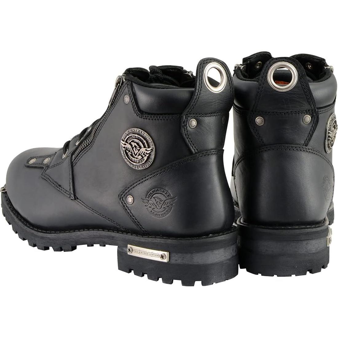 Botas de motocicleta Milwaukee Leather MBM103 de cuero negro 11