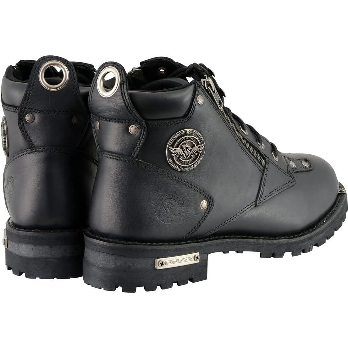 Botas de motocicleta Milwaukee Leather MBM103 de cuero negro 11