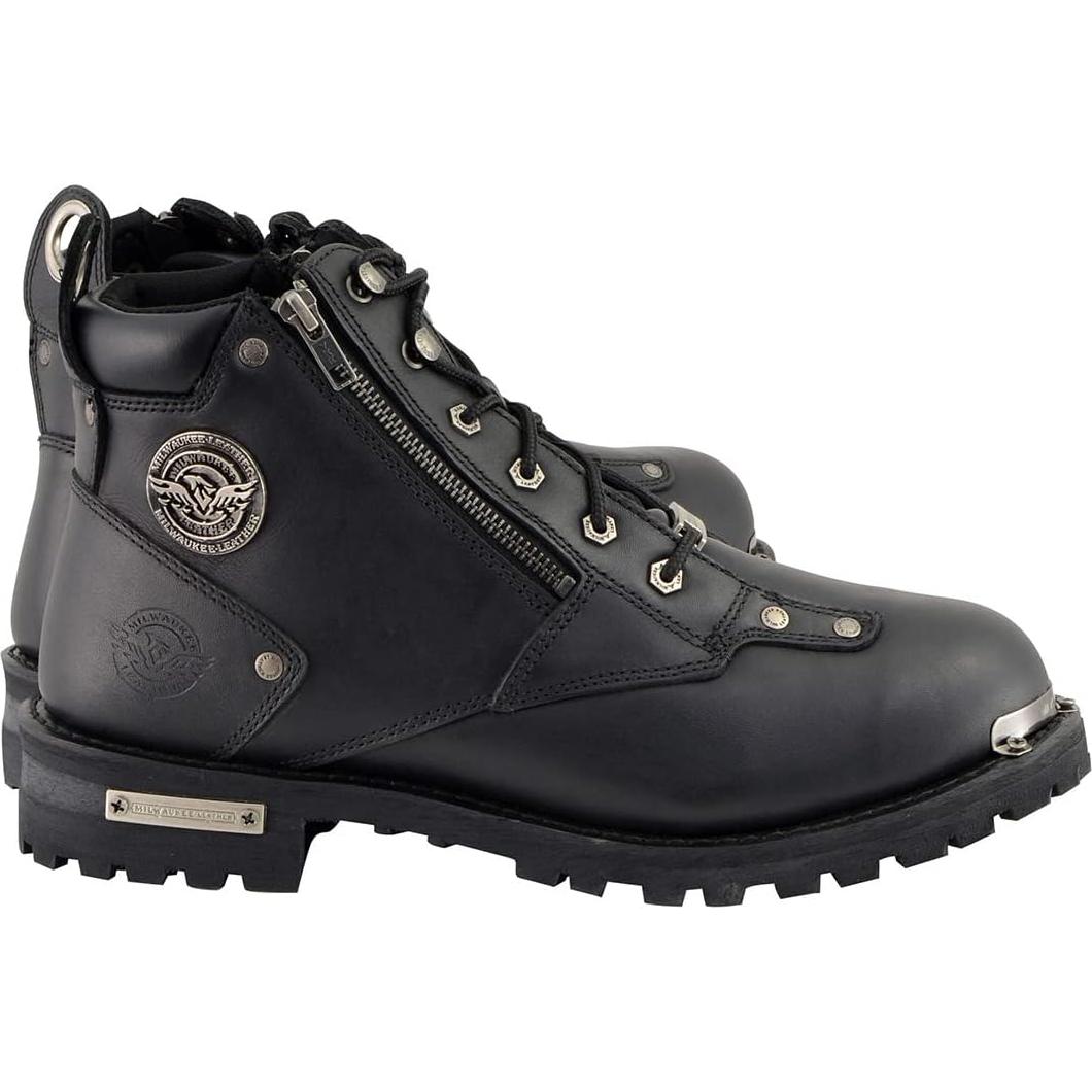 Botas de motocicleta Milwaukee Leather MBM103 de cuero negro 11