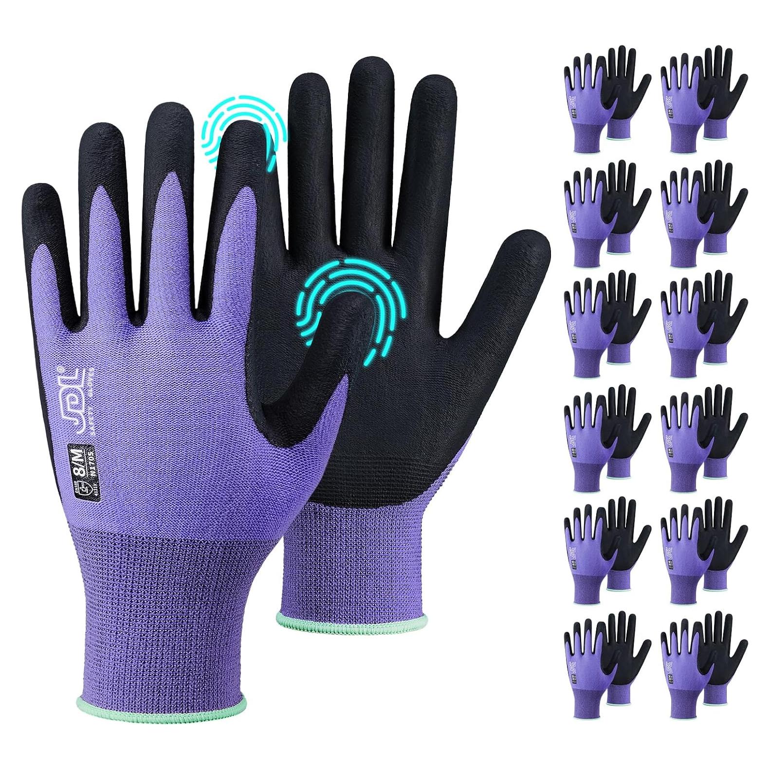 Guantes de Trabajo JDL Safety Nitrilo Táctiles 12 Pares Morado
