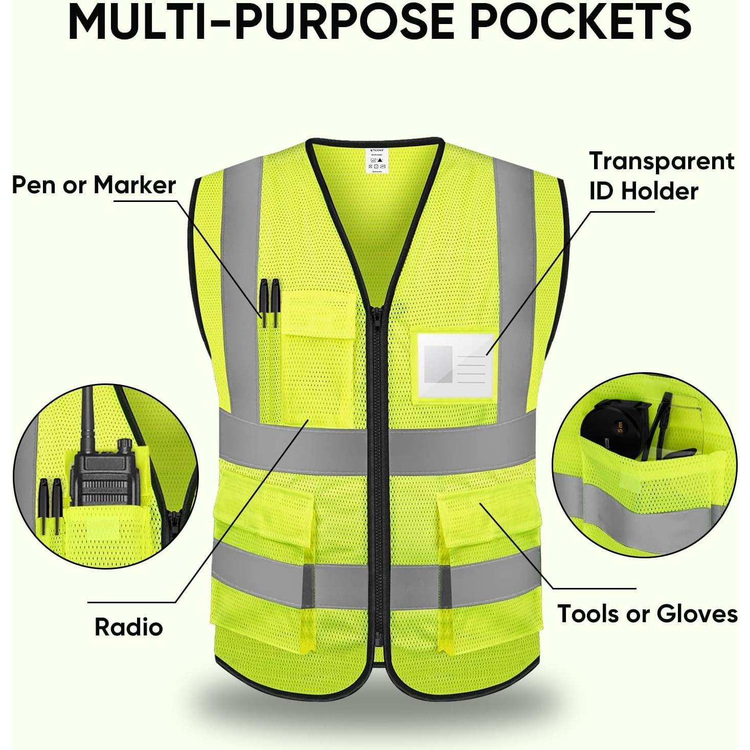 Chaleco Reflectante TICONN SV-1 Amarillo Unisex Alta Visibilidad