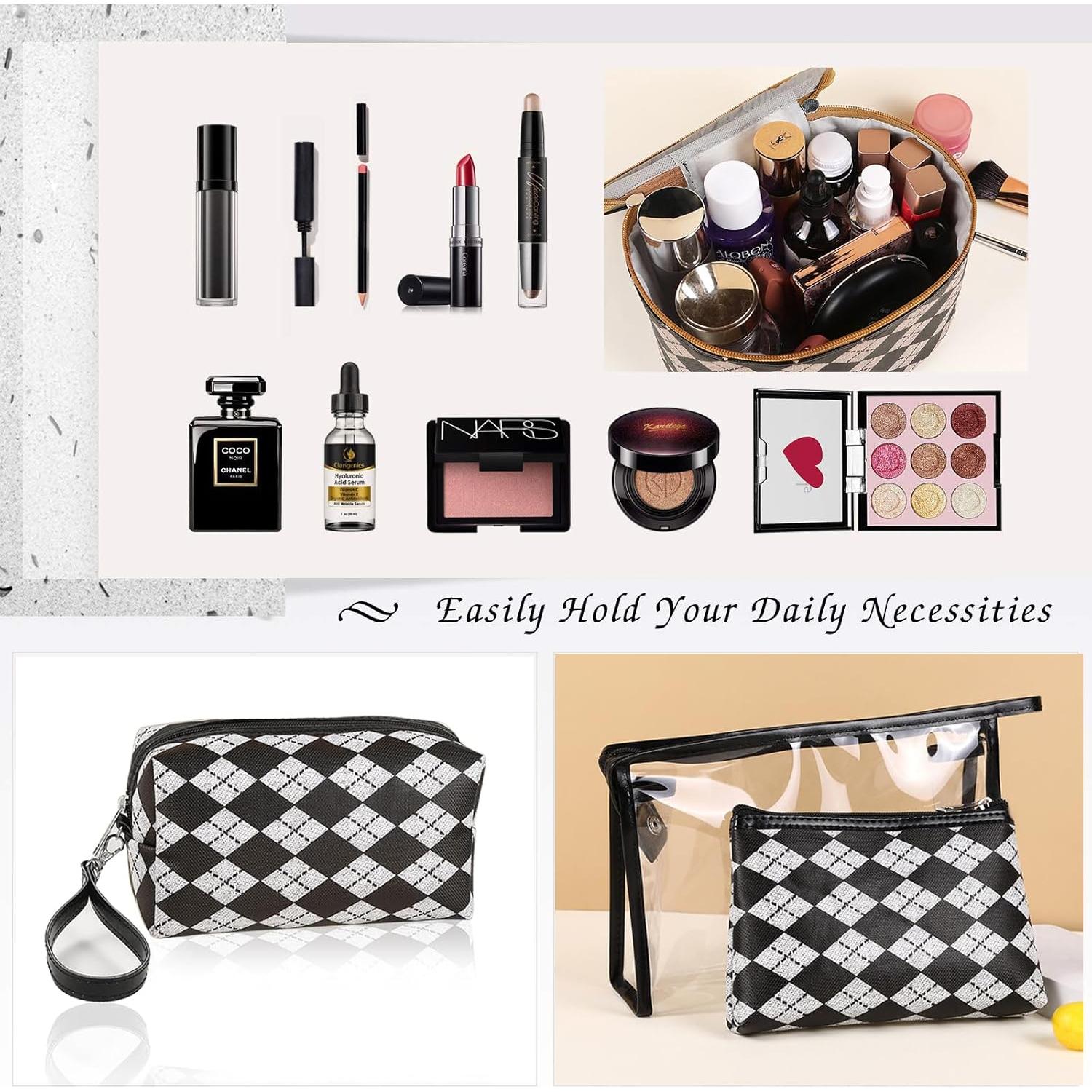Juego de 4 Bolsas de Maquillaje Impermeables Jiffordwind Negro