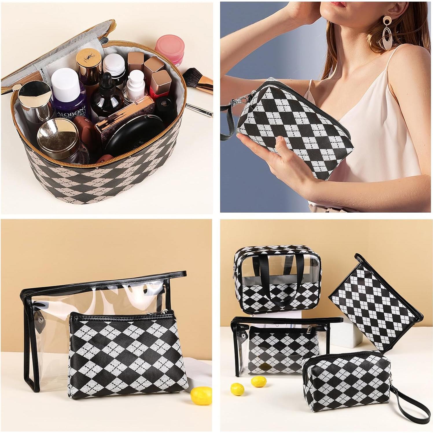 Juego de 4 Bolsas de Maquillaje Impermeables Jiffordwind Negro