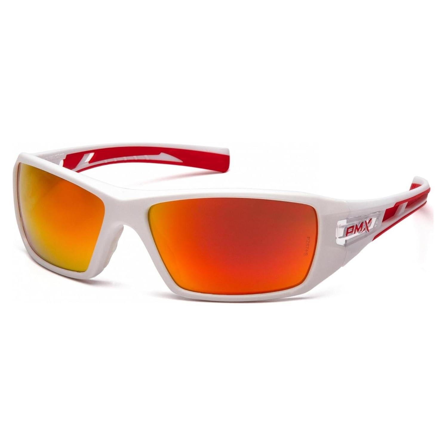 Gafas de Seguridad Pyramex Velar Marco Blanco-Rojo Lente Espejo