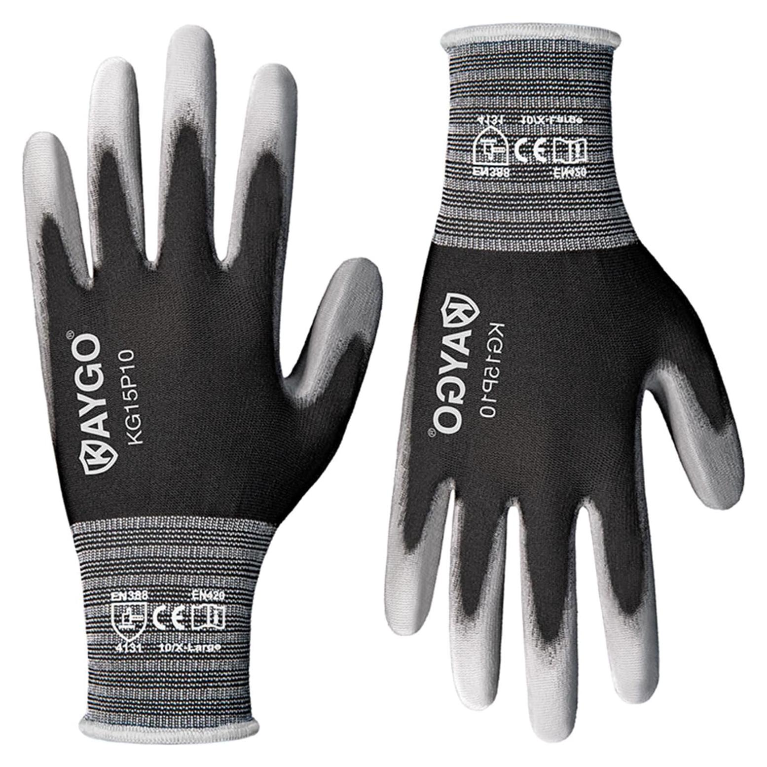 Guantes de Trabajo KAYGO KG15P PU 12 Pares X-Large Gris