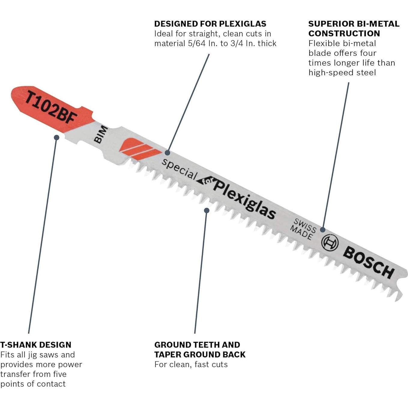 Sierra de Calar Bosch T102BF 3 Piezas 6.67 cm Bi-Metal