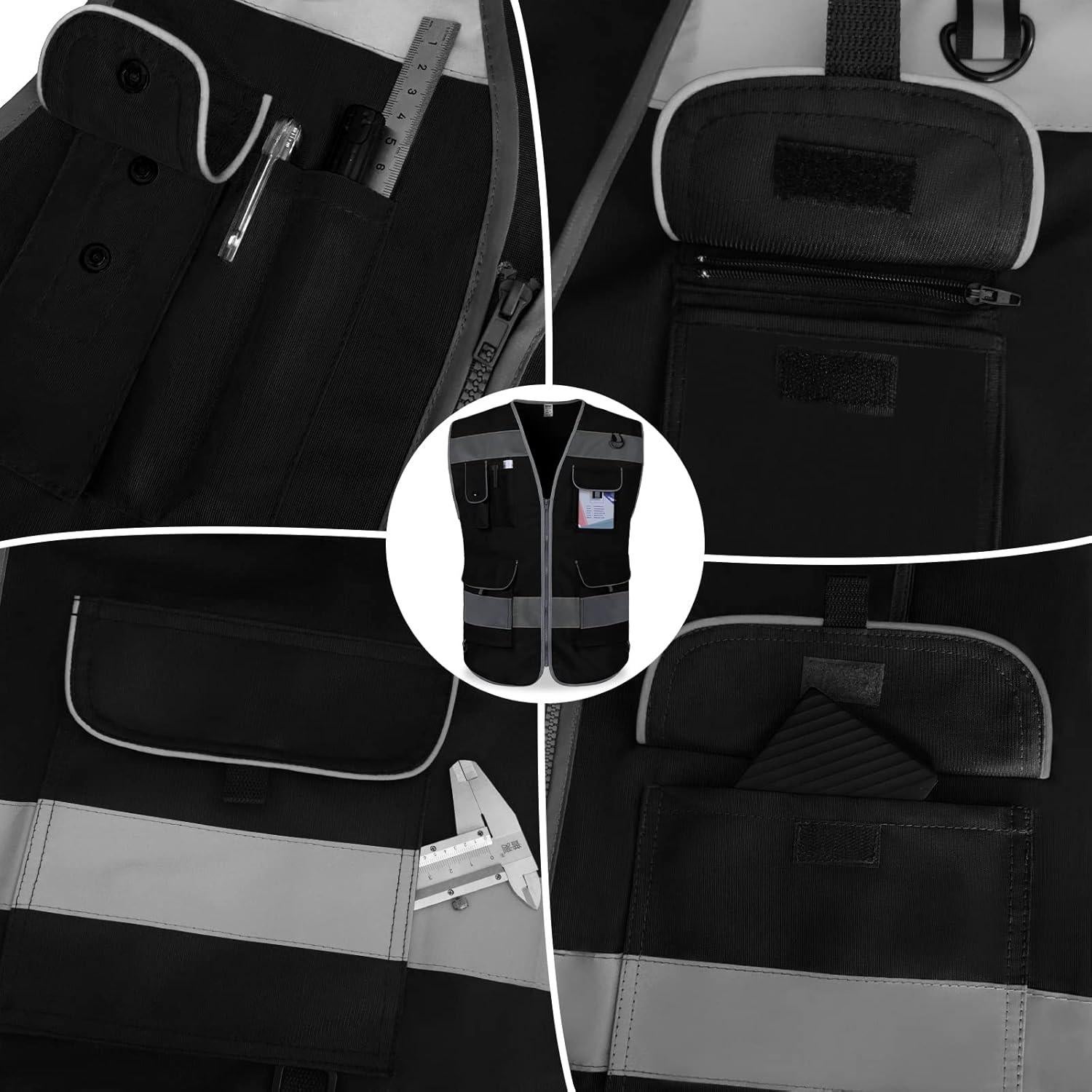 Chaleco de Seguridad TCCFCCT Unisex Grande 9 Bolsillos Reflectante