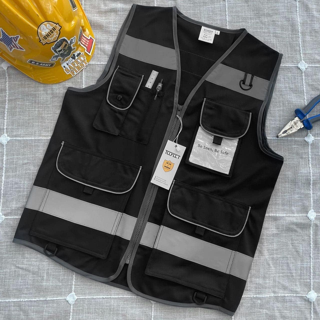 Chaleco de Seguridad TCCFCCT Unisex Grande 9 Bolsillos Reflectante