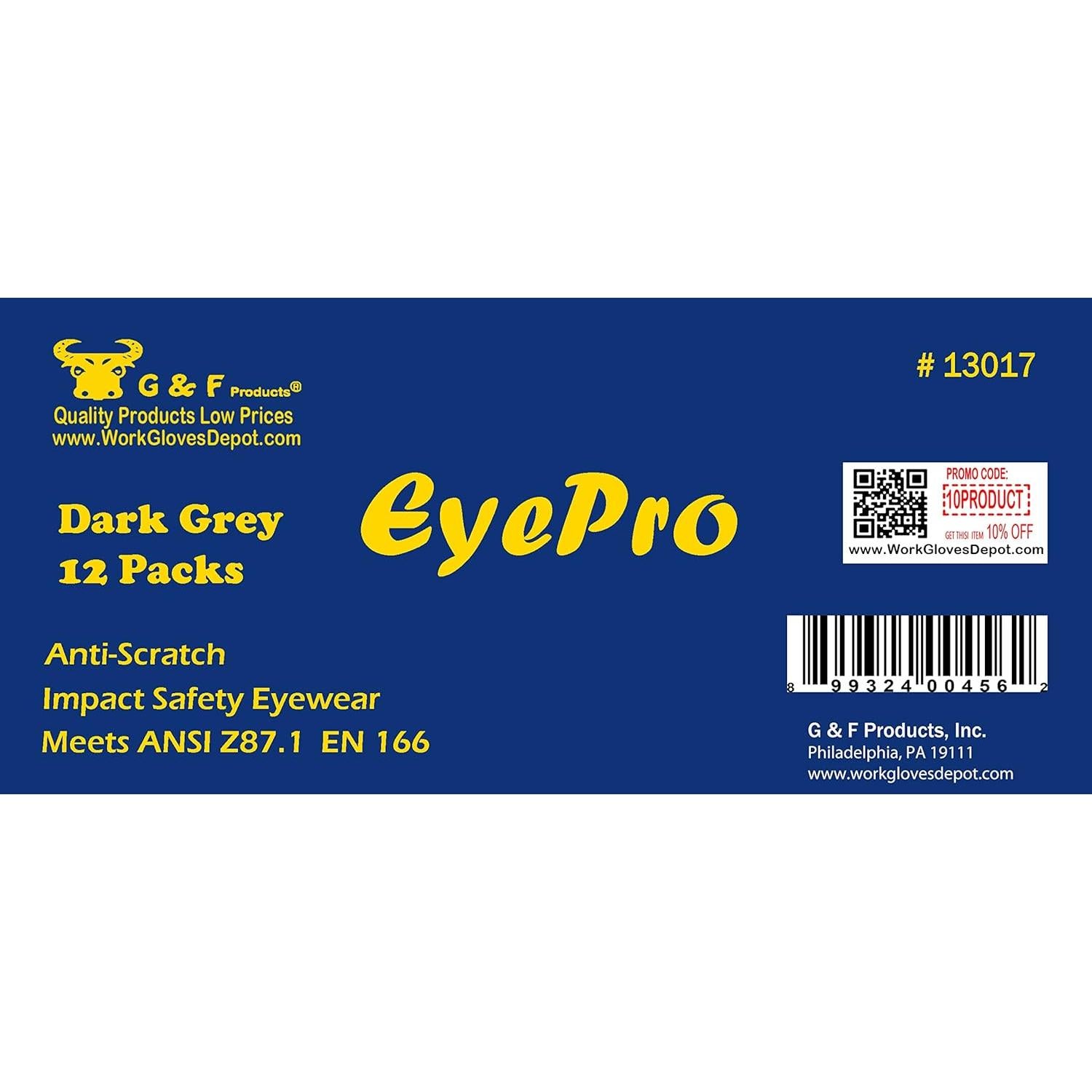 Gafas de Seguridad EyePRO 12 Piezas, Lentes Claros y Ahumados