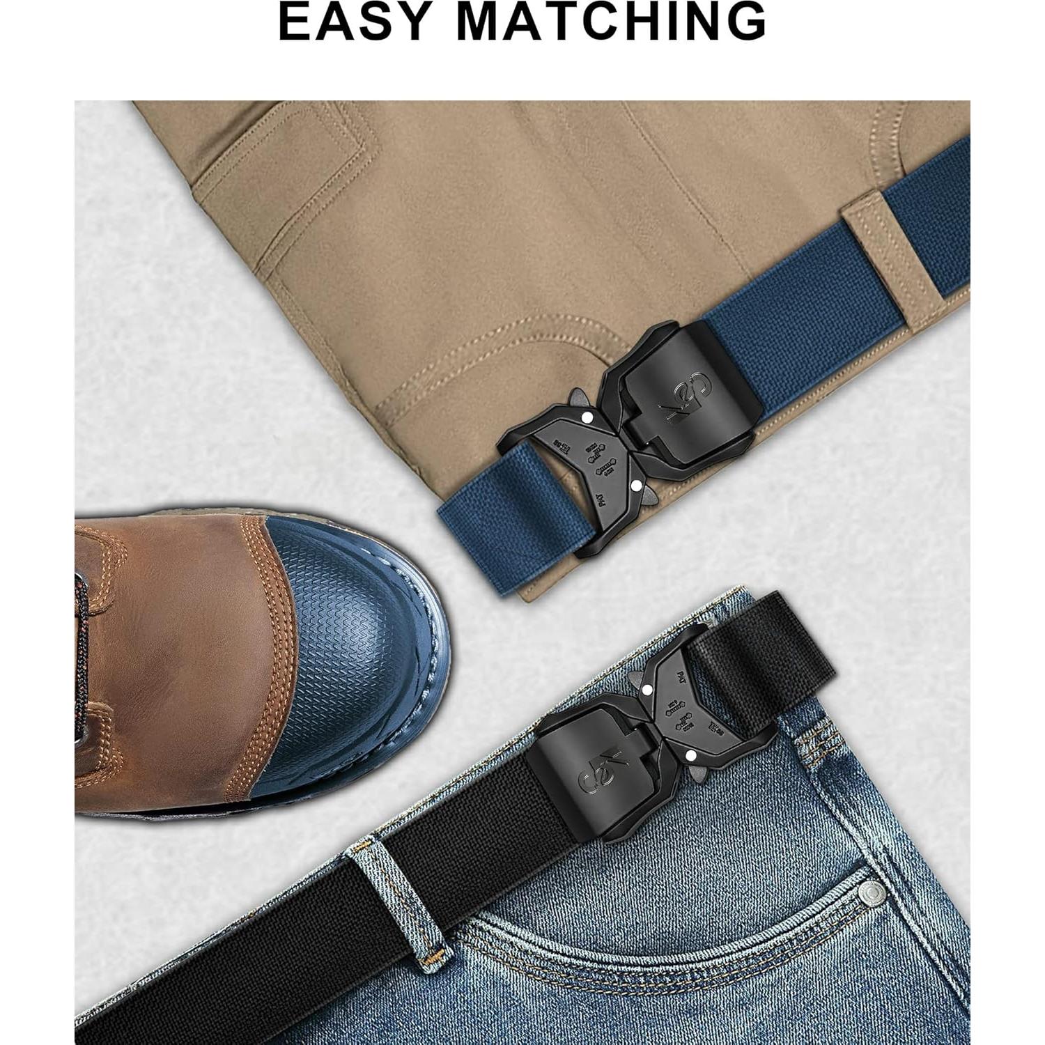 Cinturón Táctico KEMISANT 2Pack Ajustable Nylon 1.5"