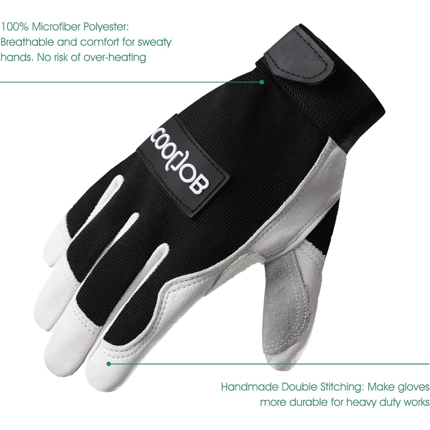 Guantes de Trabajo COOLJOB de Cuero con Agarre y Protección