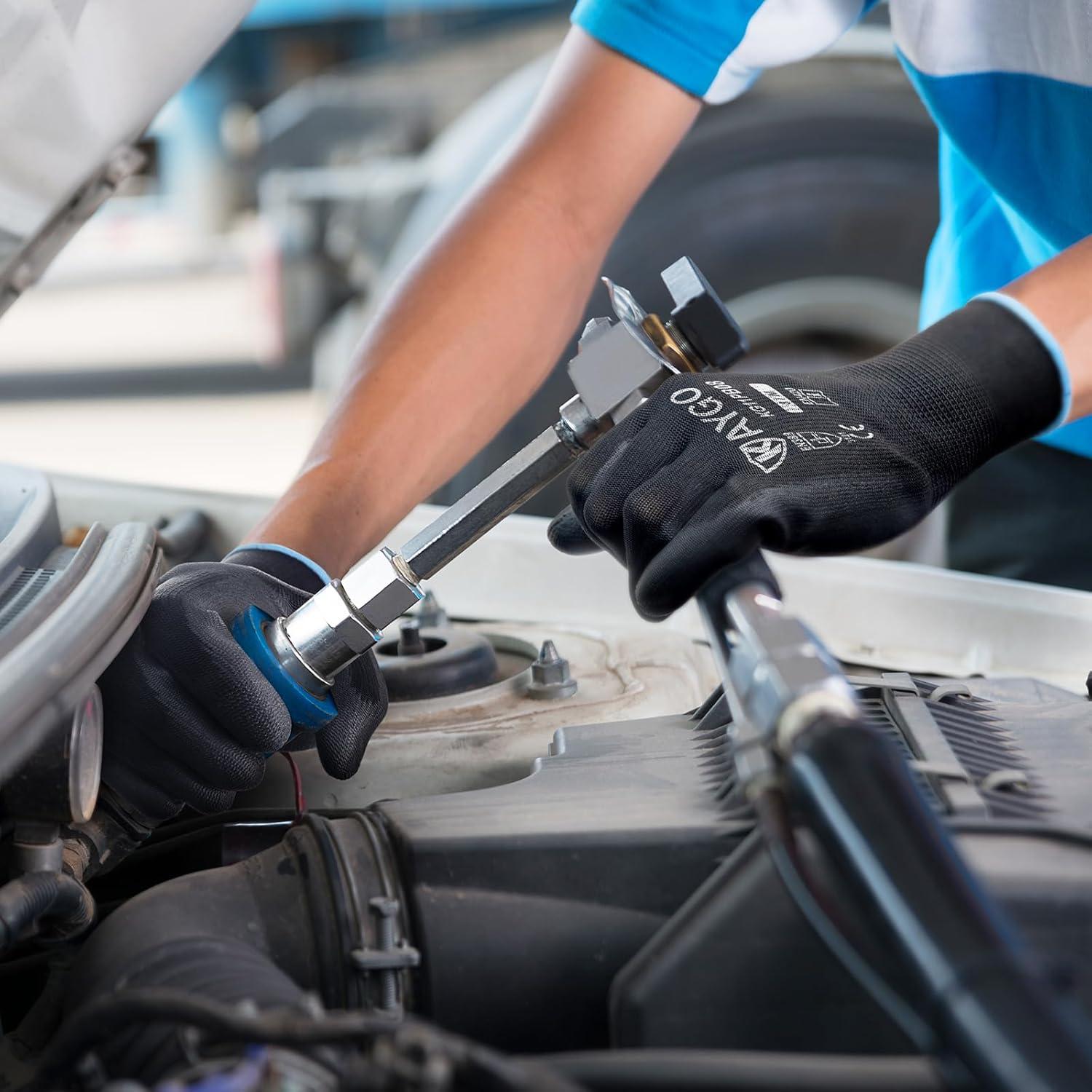 Guantes de Trabajo KAYGO KG11P Recubiertos PU 12 Pares Negros