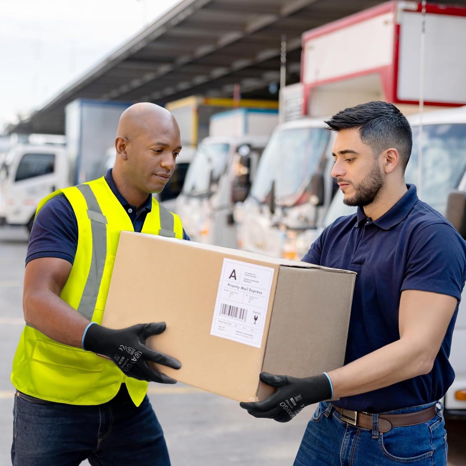 Guantes de Trabajo KAYGO KG11P Recubiertos PU 12 Pares Negros