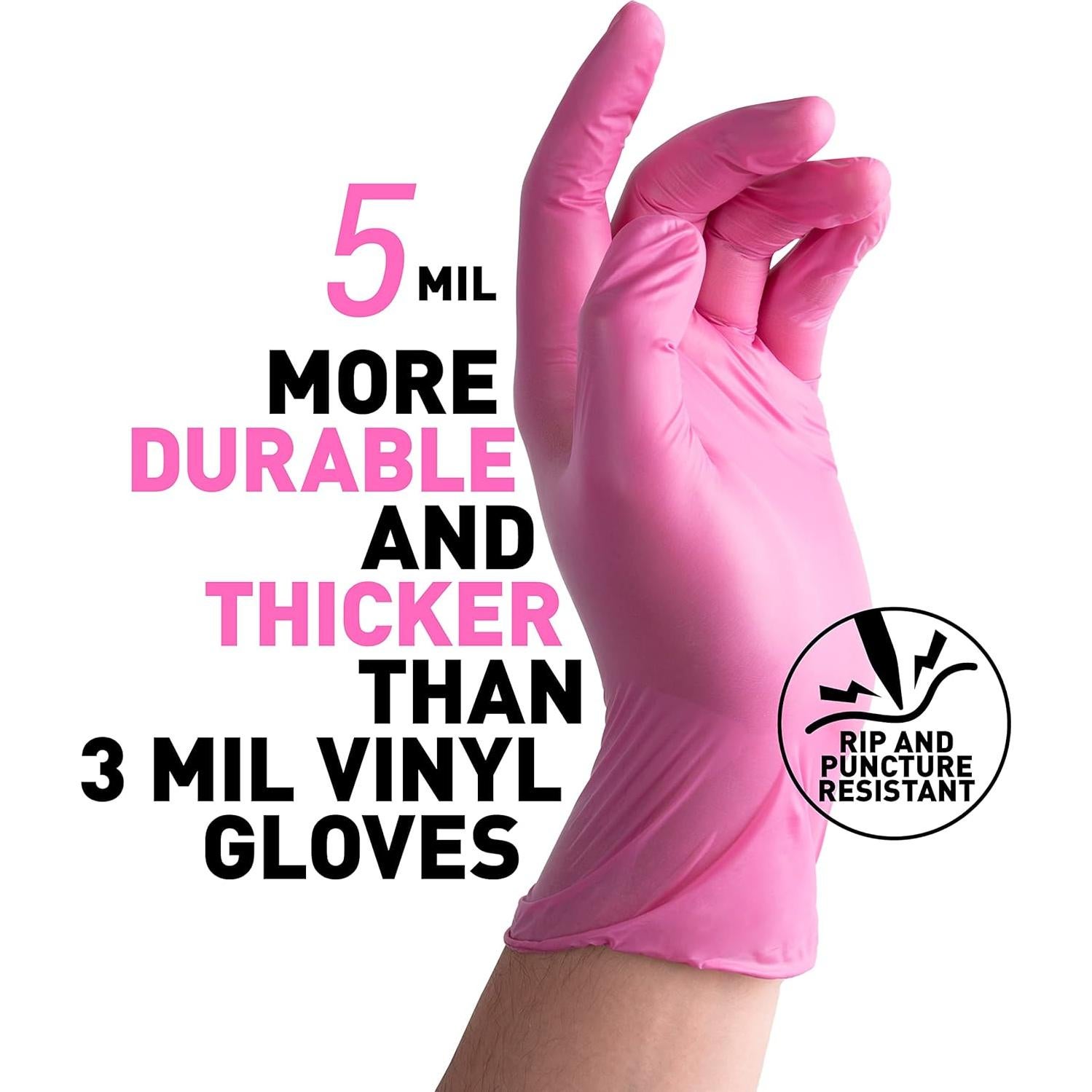 Guantes Desechables OKIAAS Vinilo Negro/Rosa 100 Pzas