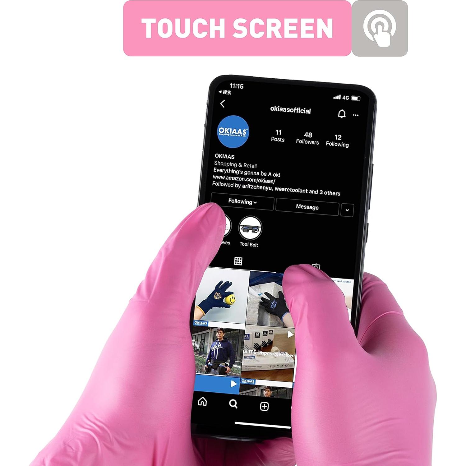 Guantes Desechables OKIAAS Vinilo Negro/Rosa 100 Pzas