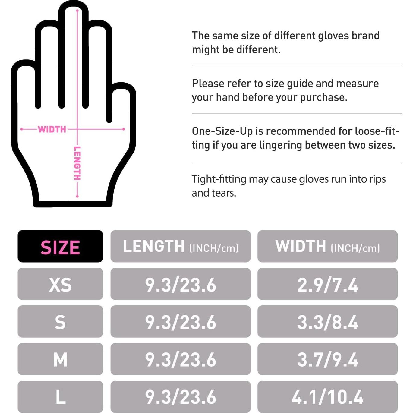 Guantes Desechables OKIAAS Vinilo Negro/Rosa 100 Pzas