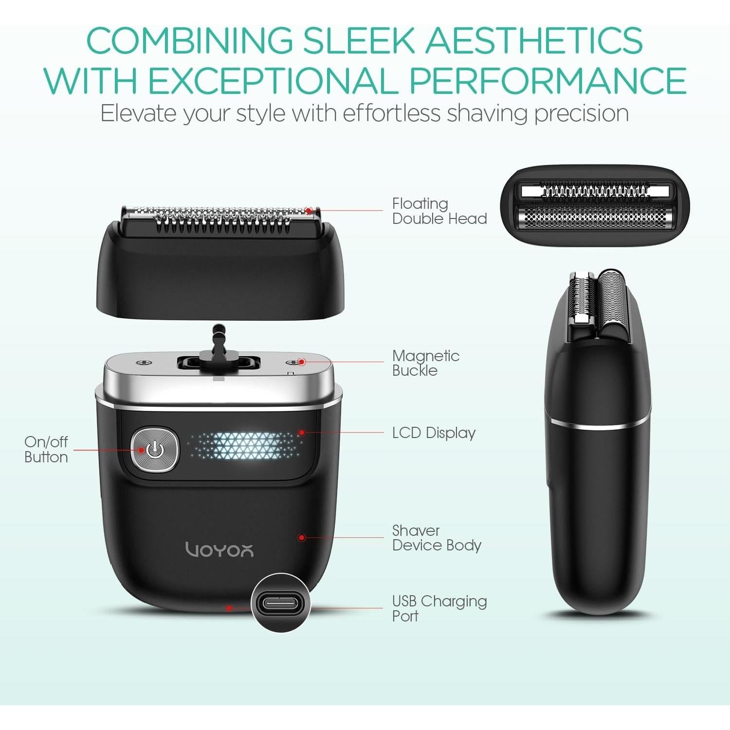 Afeitadora eléctrica VOYOR ER300 2 en 1 recargable IPX6