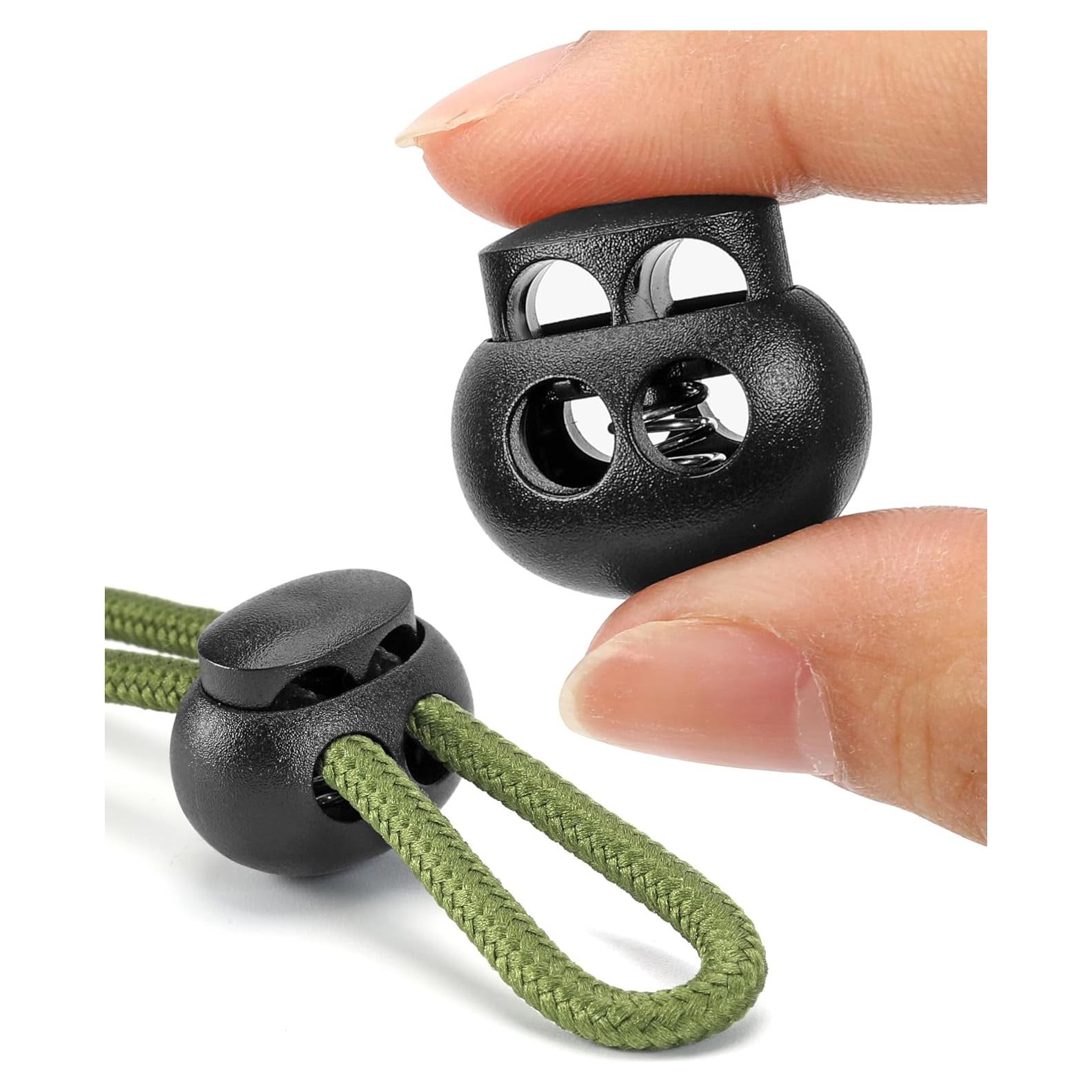 12 Cierres de Cuerda de Plástico Doble Orificio POM - Ajustables