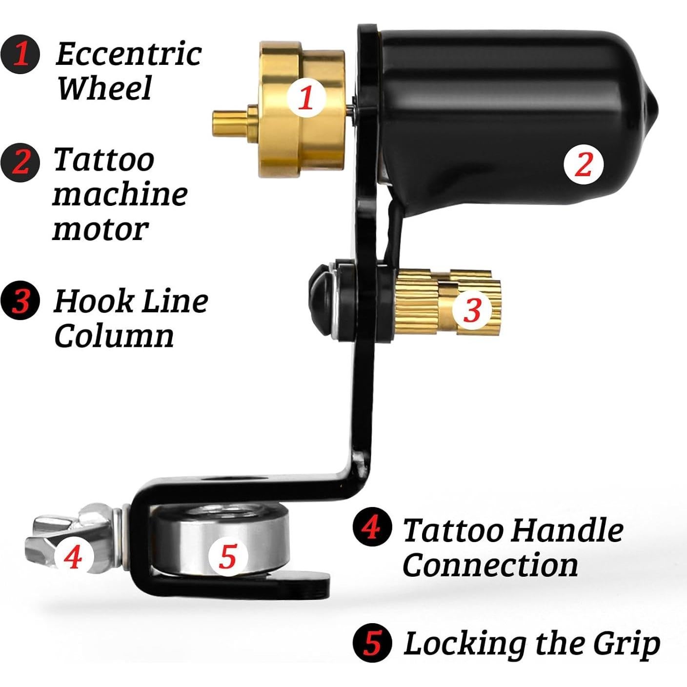 Máquina de Tatuaje Rotativa ATOMUS Shader y Liner Negro