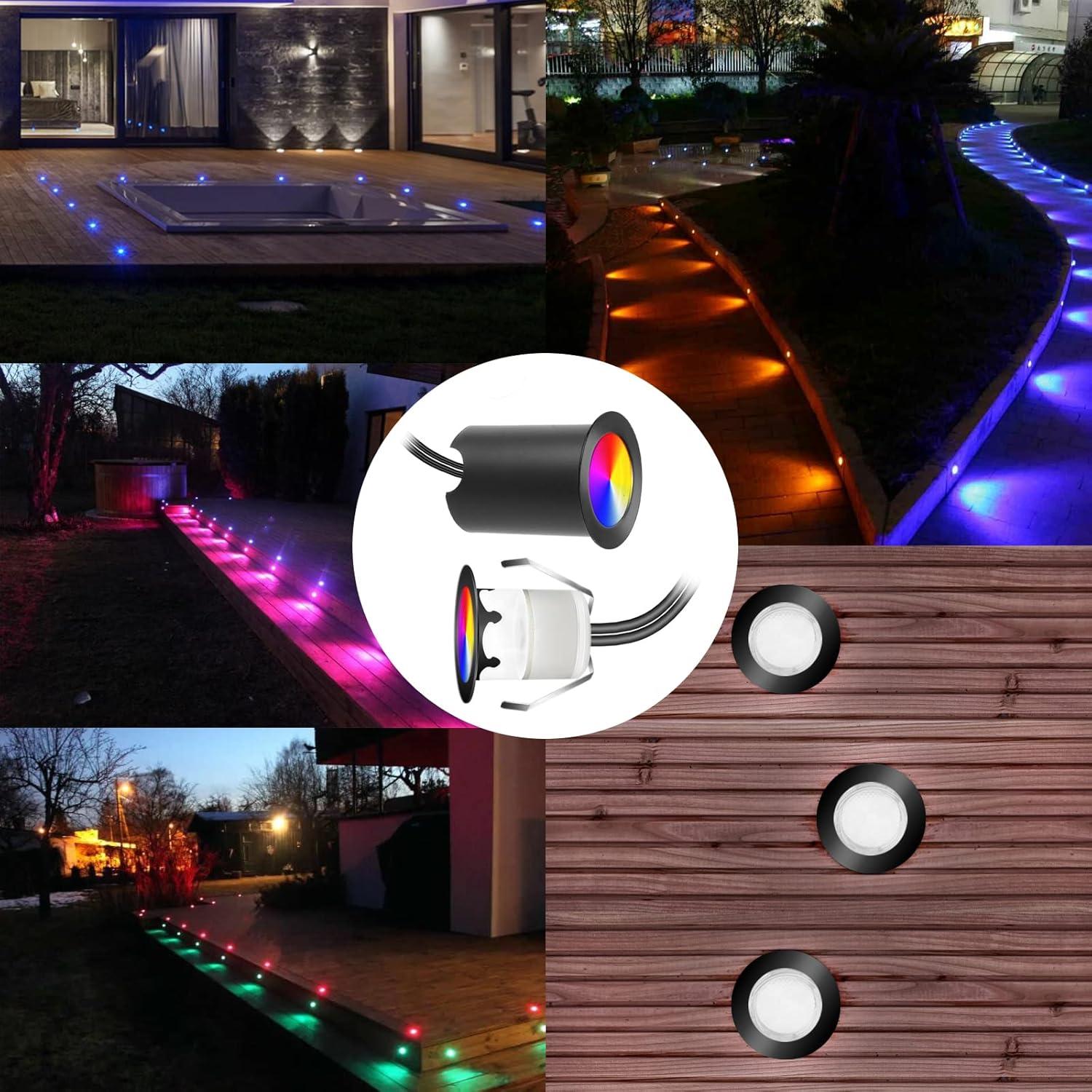 Kits de luces LED empotradas YZGWZLD 10 paquetes IP67 RGB 3.0 cm