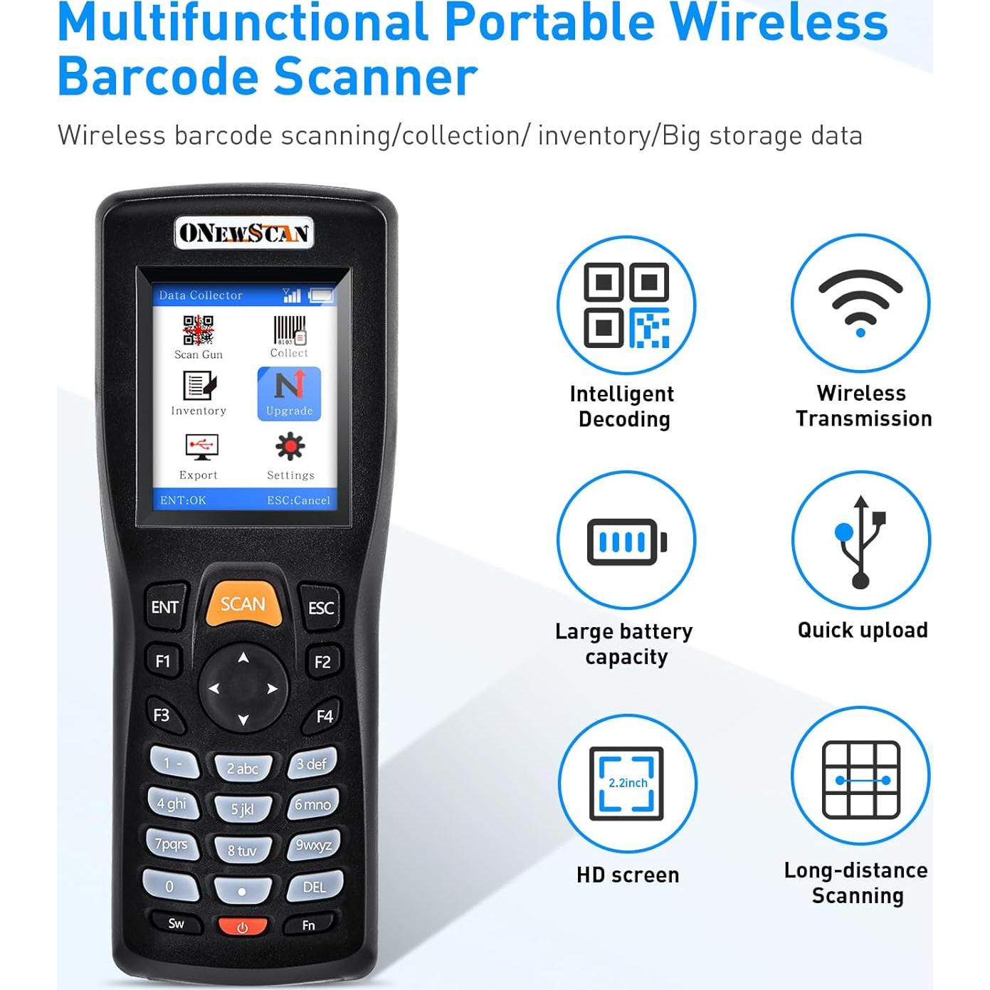 Escáner de Código de Barras Inalámbrico Onewscan 2D Portátil