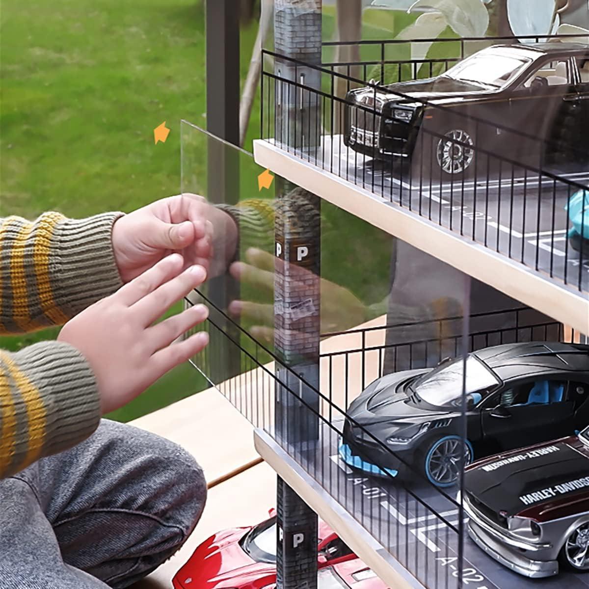 Vitrina Acrílica Kivcmds para Modelos 1:24 con Escena de Estacionamiento