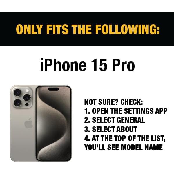 Protector de Pantalla de Vidrio Templado DEWALT para iPhone 15 Pro - 2 Unidades