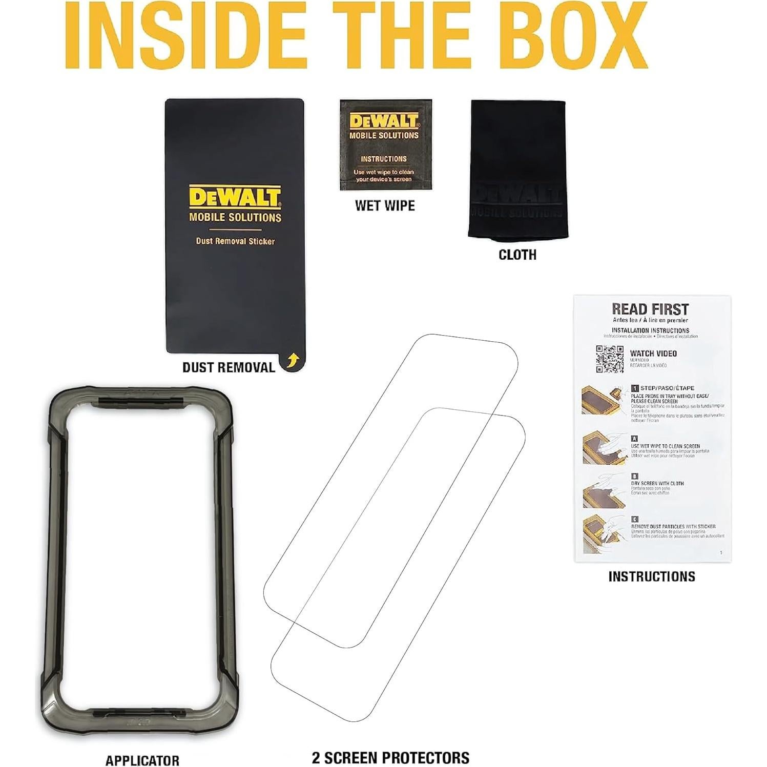 Protector de Pantalla de Vidrio Templado DEWALT para iPhone 15 Pro - 2 Unidades