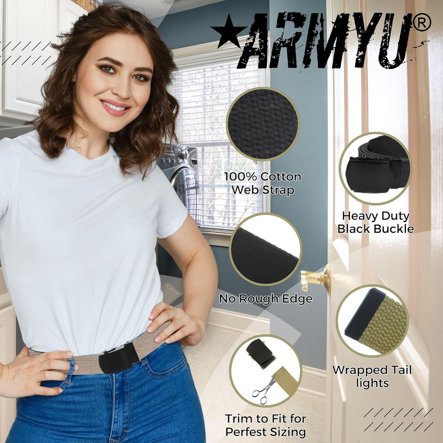 Cinturón Web Militar ARMYU 100% Algodón 137 cm Ajustable