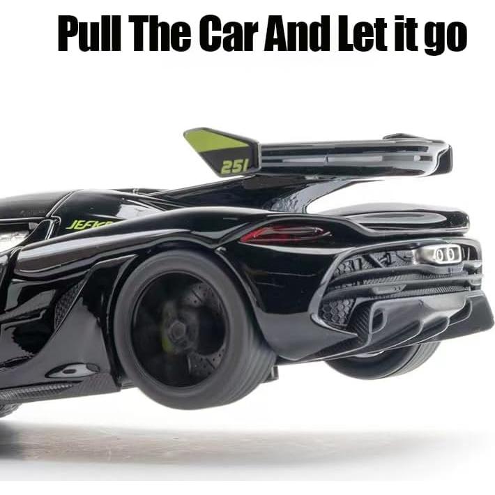 Kids Toy Jesko Model Car 1/32 Die-cast Pull Back Collect Model with Sound and Light Toy Vehicle for 3+Year Old Boys Festival Gift(Black)