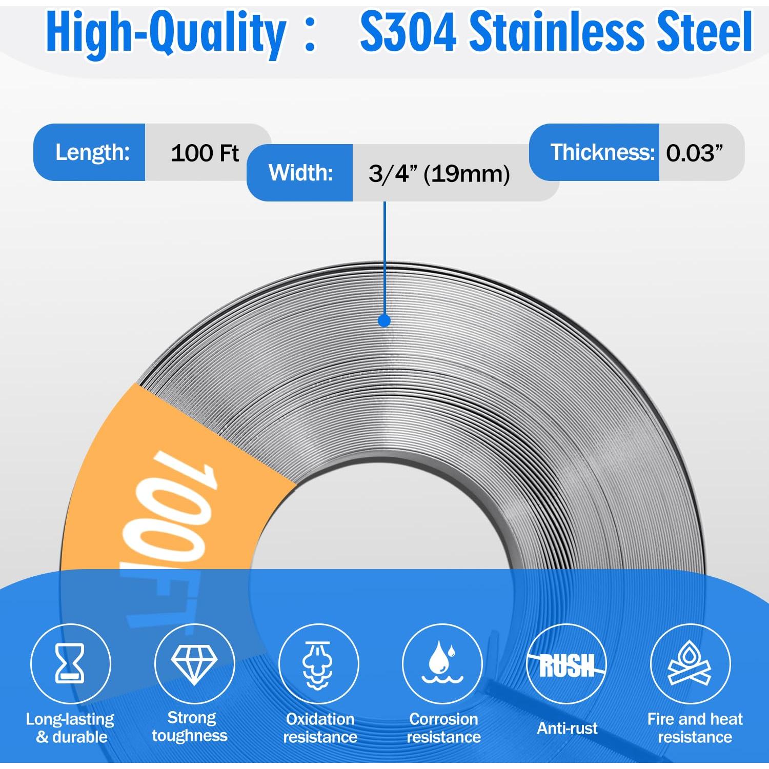 Kit de Banda de Acero Inoxidable YouBiXuan 30,48 m Tensionador