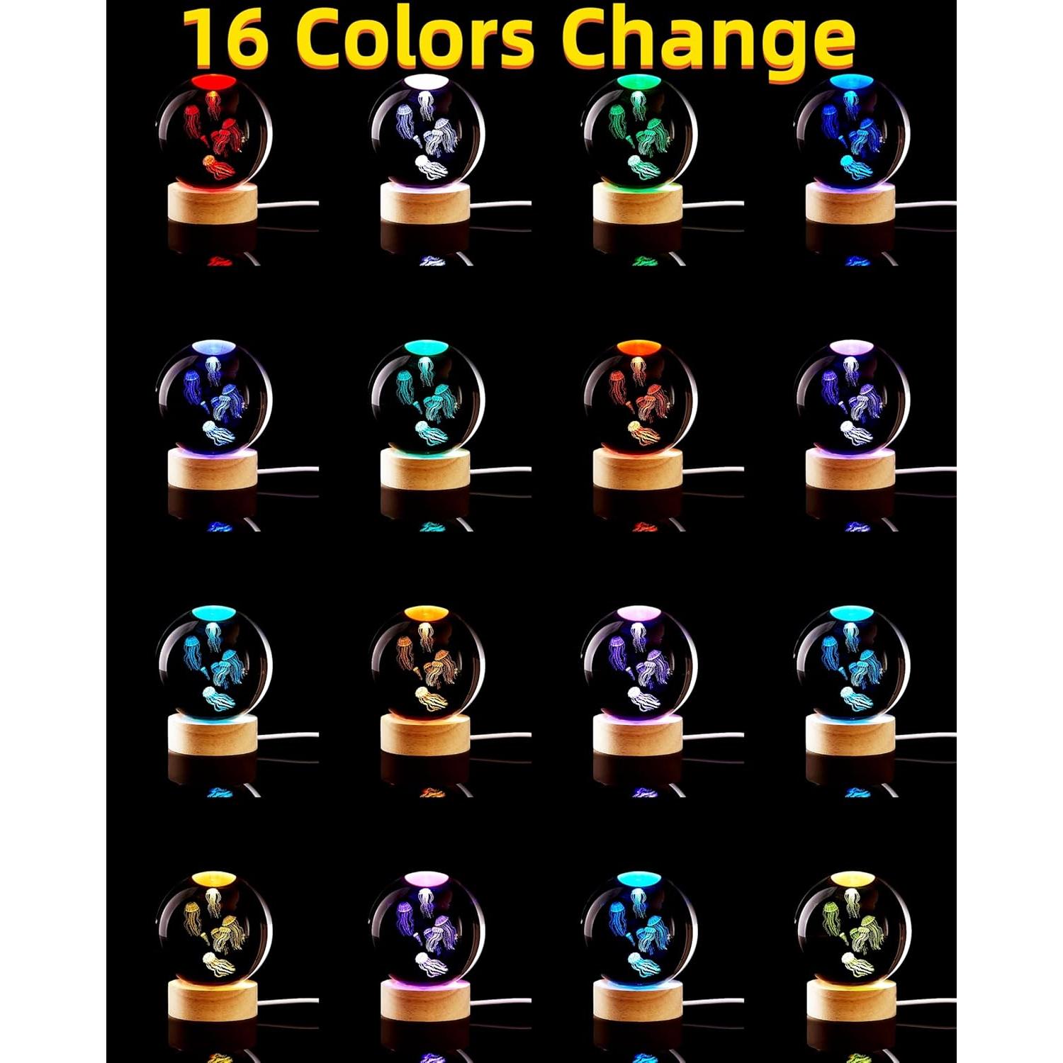 Lámpara de Bola de Cristal K9 3D Medusa LED 16 Colores