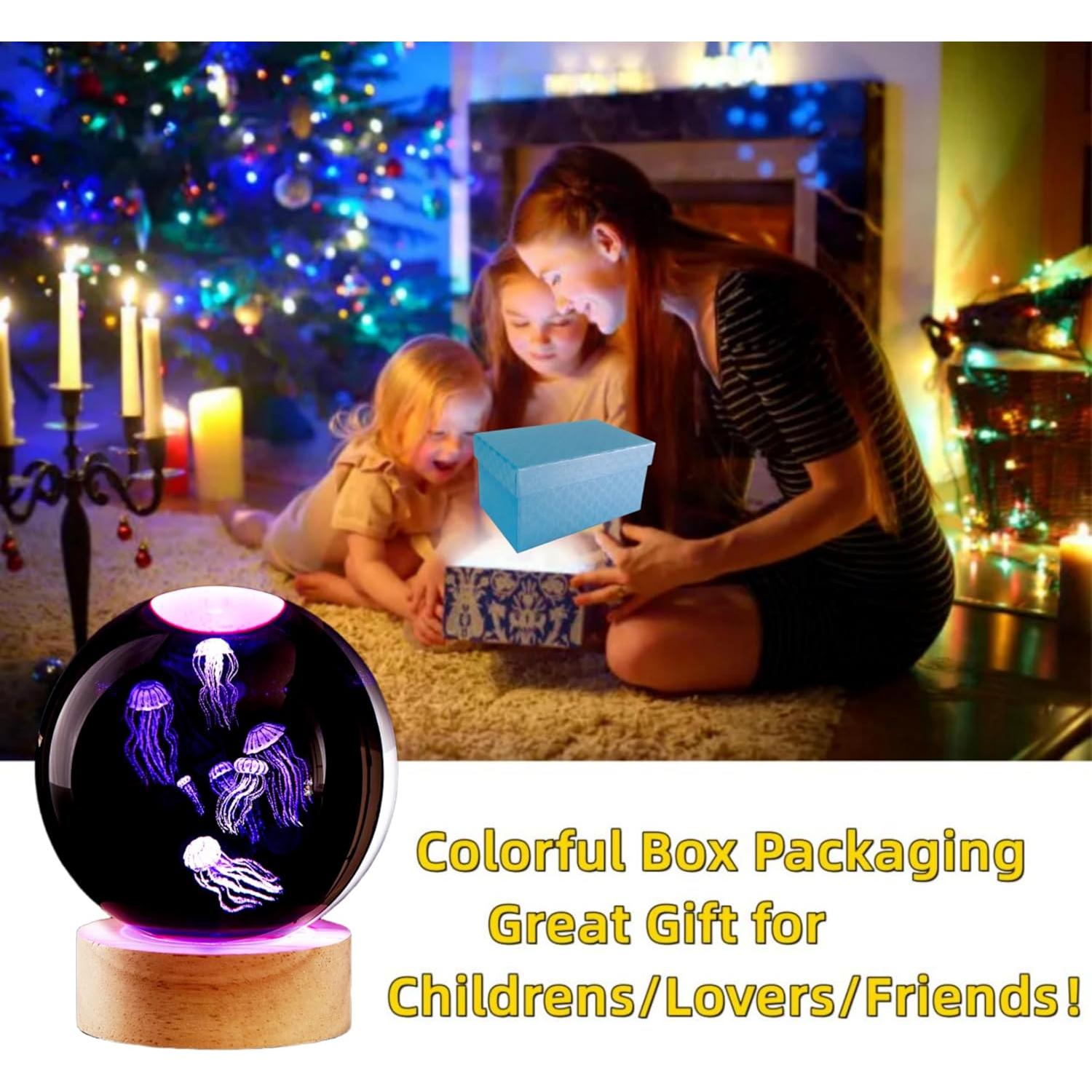 Lámpara de Bola de Cristal K9 3D Medusa LED 16 Colores