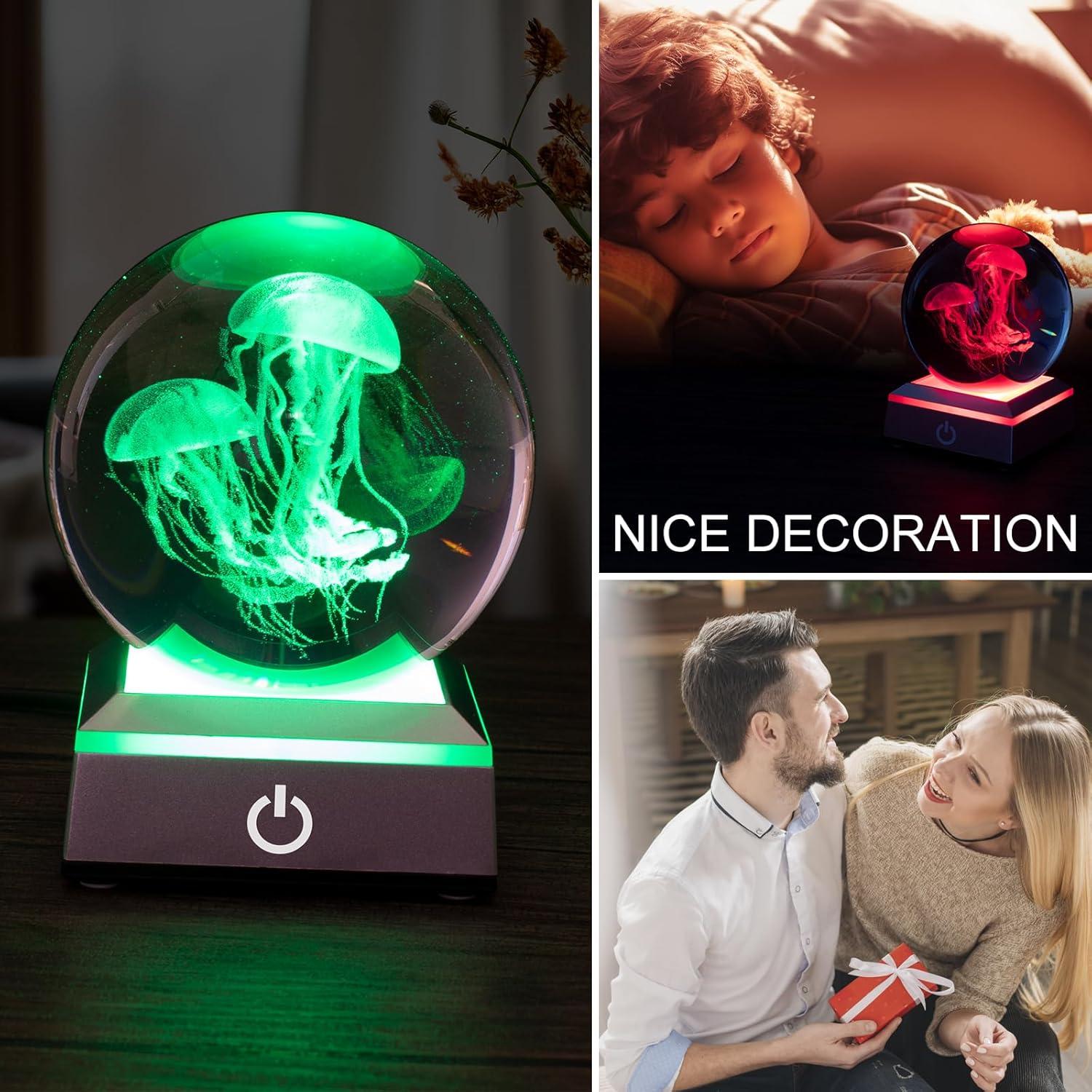 Lámpara de Bola de Cristal 3D DoYouzhuo8 Medusa 8 cm Colorida