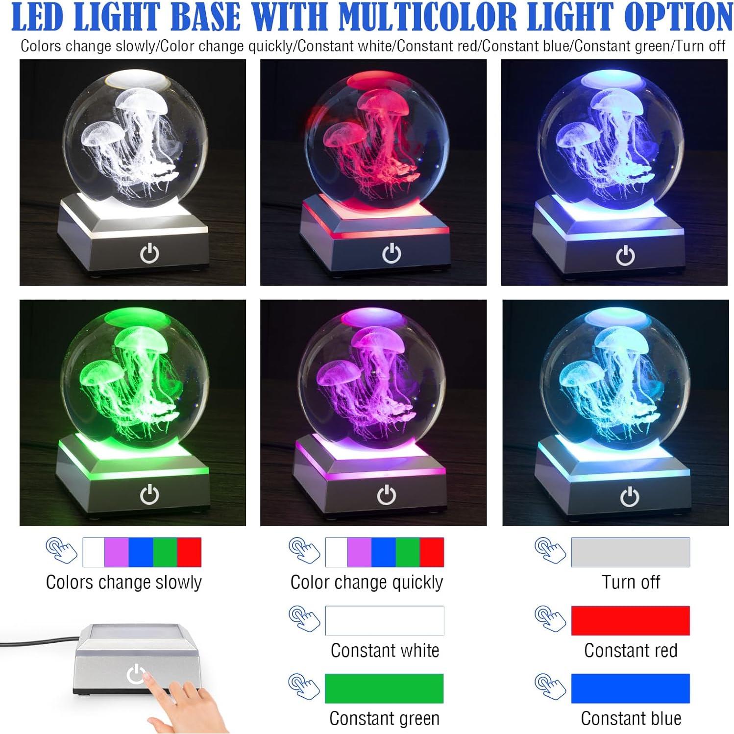 Lámpara de Bola de Cristal 3D DoYouzhuo8 Medusa 8 cm Colorida