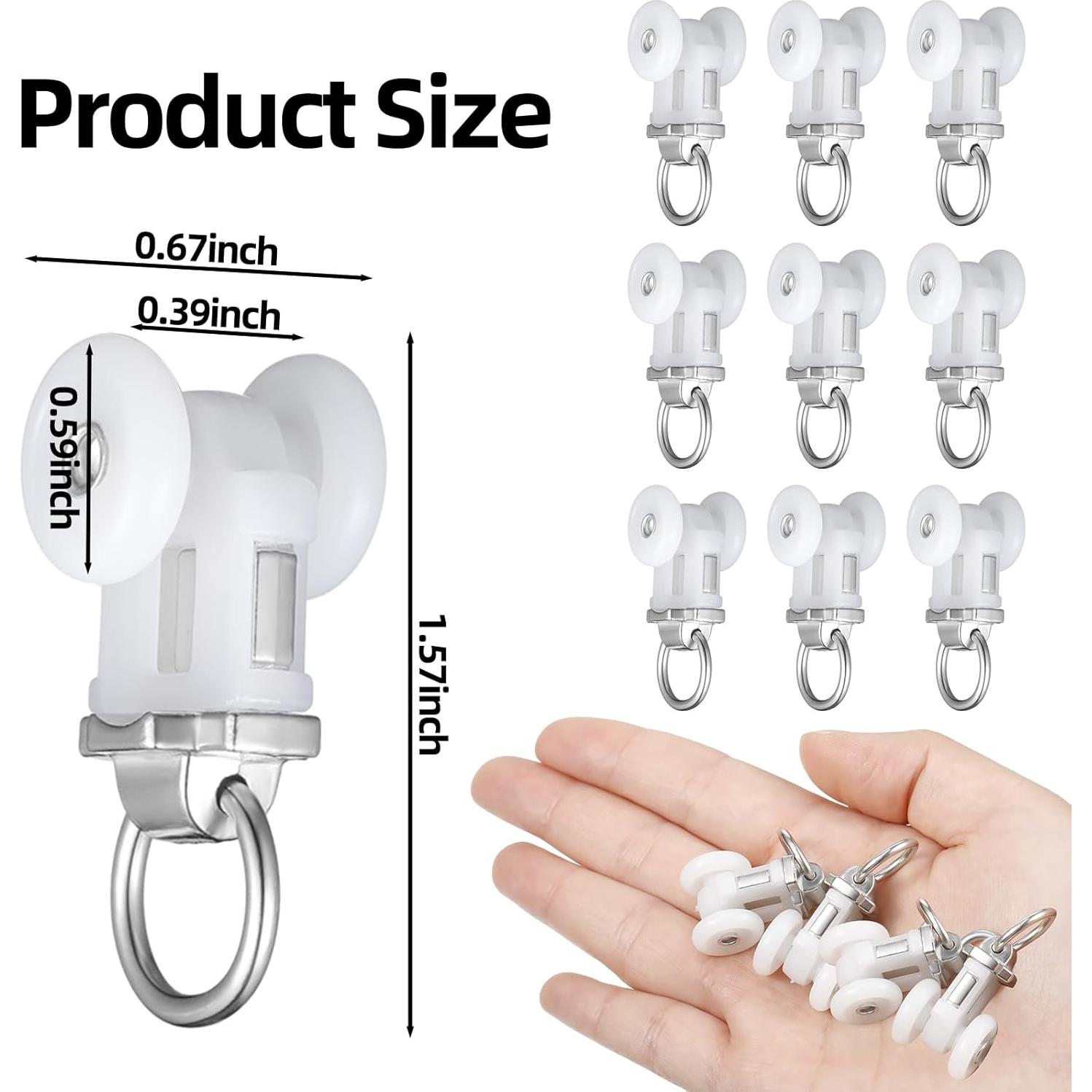 Ganchos de Riel de Cortina Barydat 60 Piezas Plástico Blanco