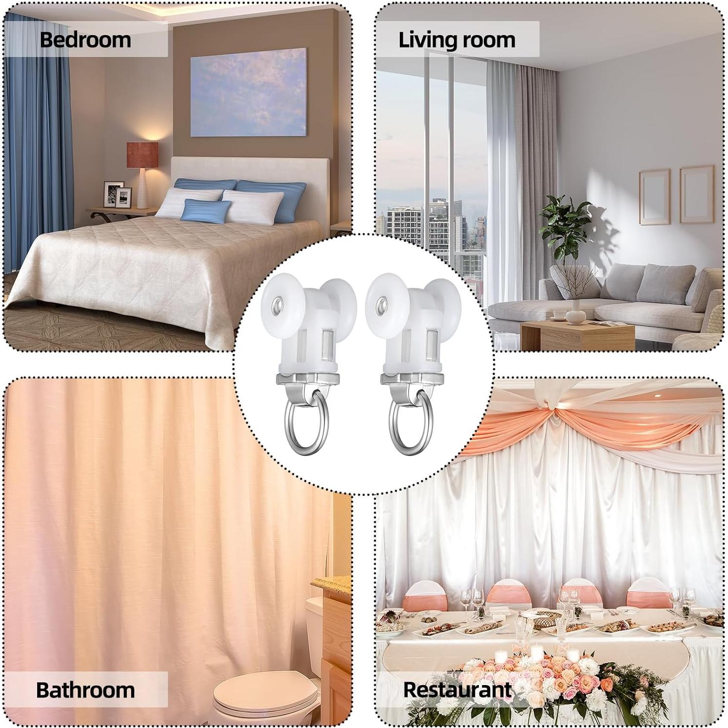 Ganchos de Riel de Cortina Barydat 60 Piezas Plástico Blanco