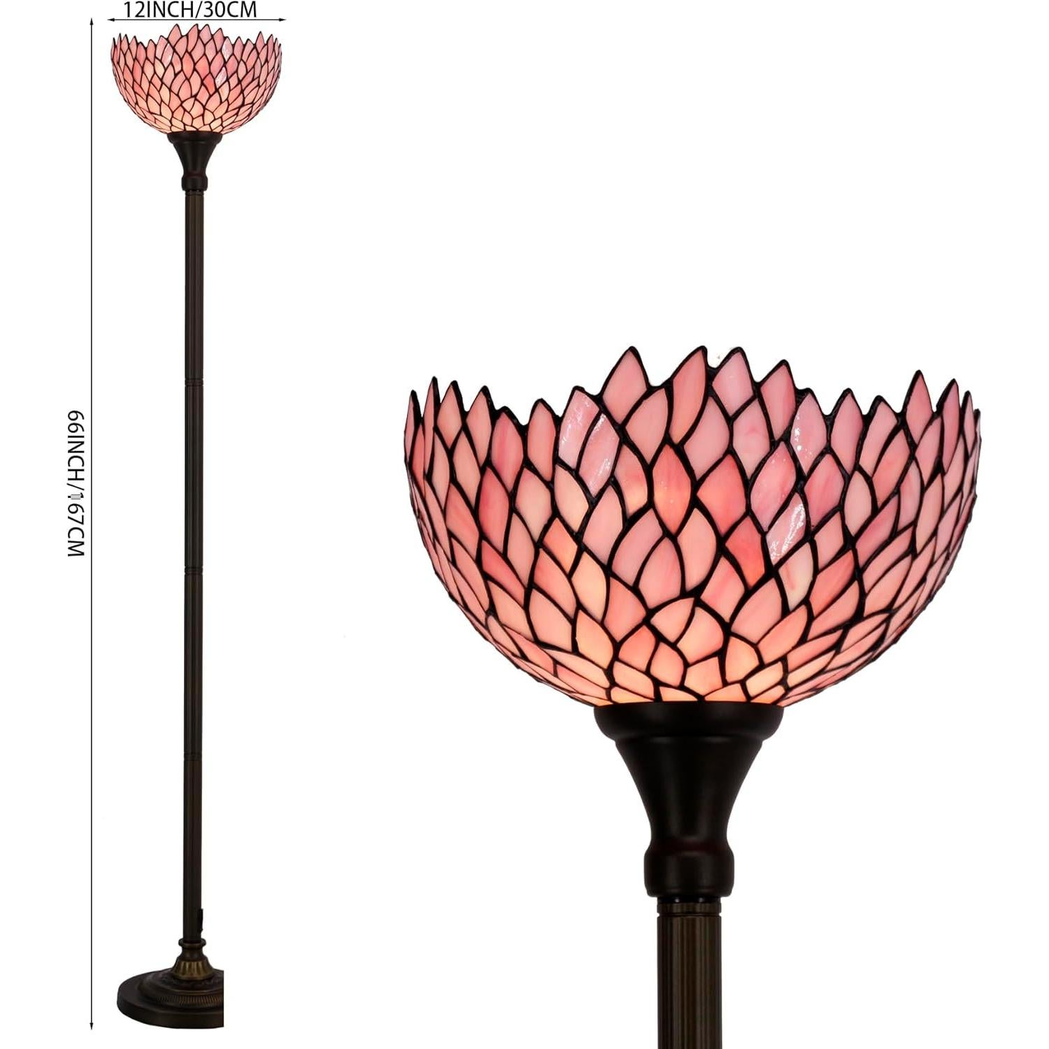 Lámpara de Pie Torchiere Tiffany WERFACTORY Rosa 30.48x180.34cm