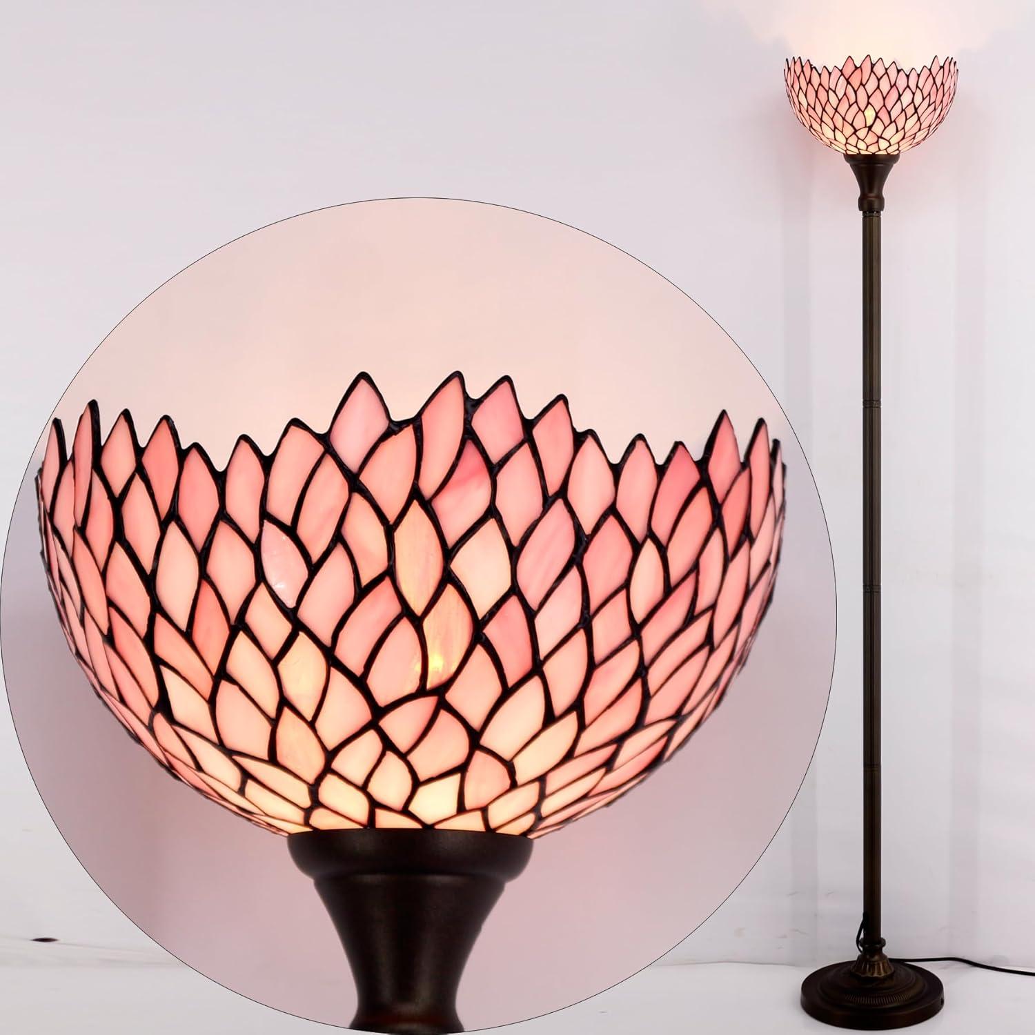 Lámpara de Pie Torchiere Tiffany WERFACTORY Rosa 30.48x180.34cm