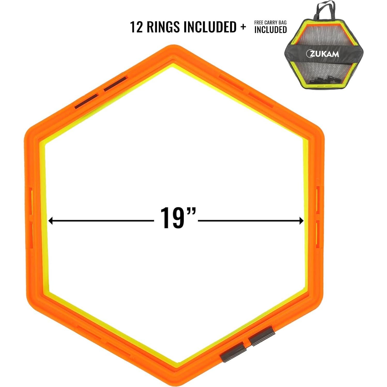 Anillos de Agilidad ZUKAM Hexagonales para Entrenamiento 12 Piezas