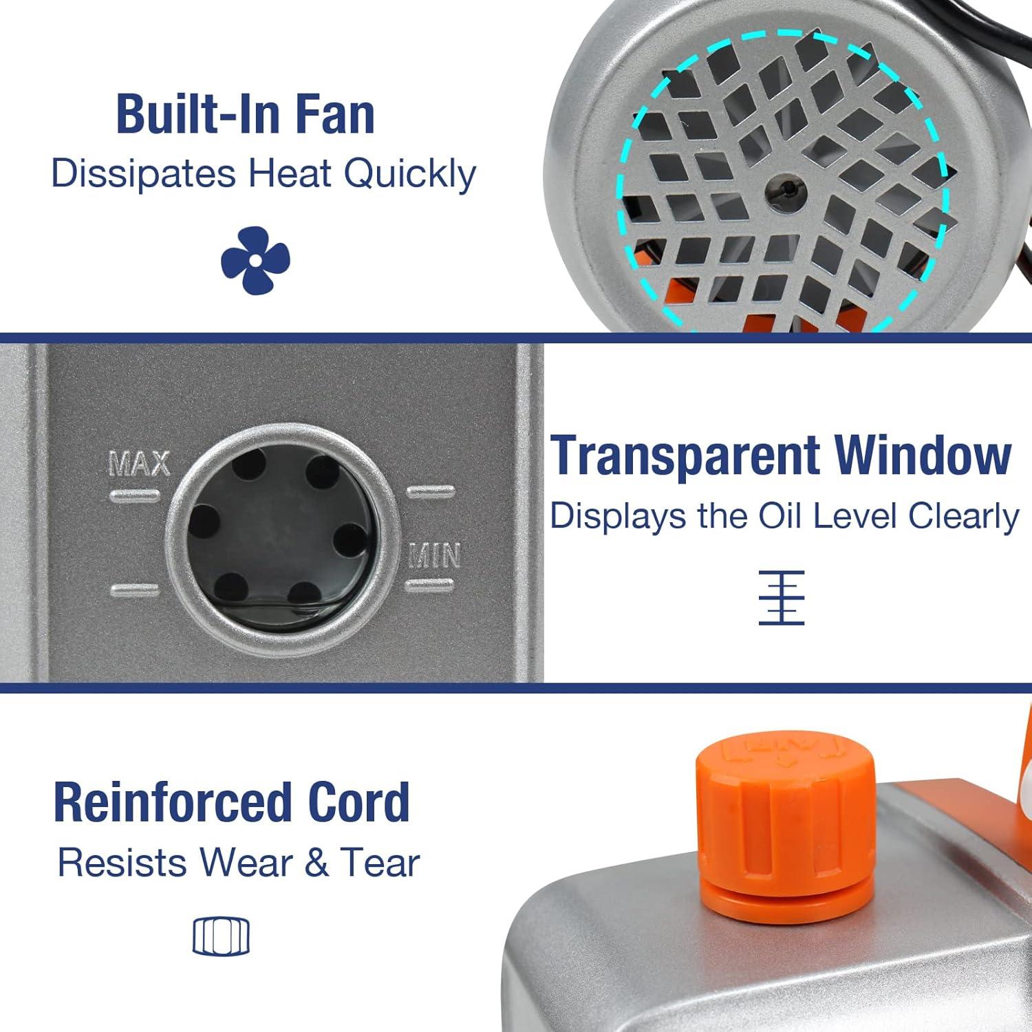 BACOENG Bomba de Vacío 3.5CFM 110V 1/4HP para A/C