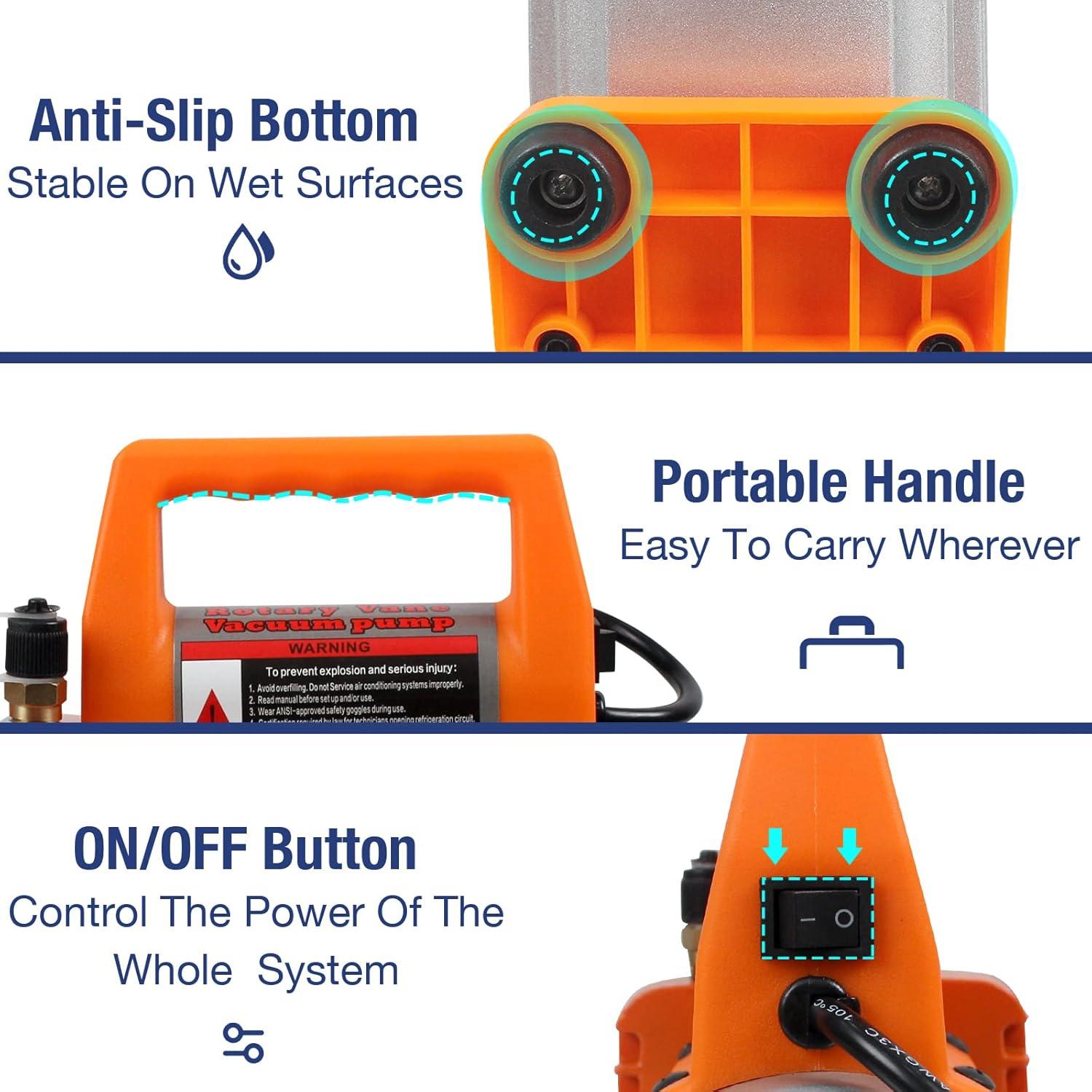 BACOENG Bomba de Vacío 3.5CFM 110V 1/4HP para A/C