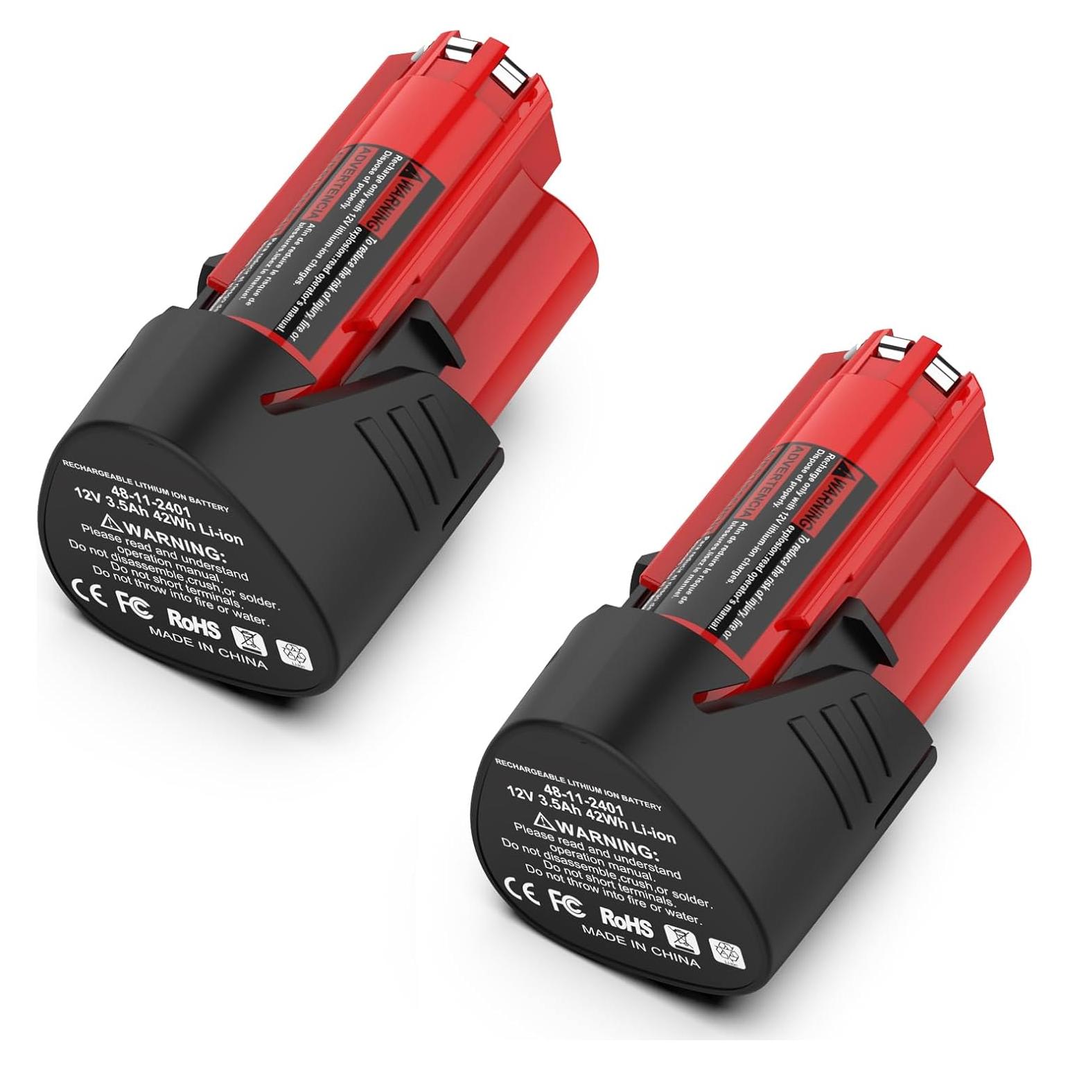 Paquete de 2 Baterías de Reemplazo M12 3.5Ah Milwaukee