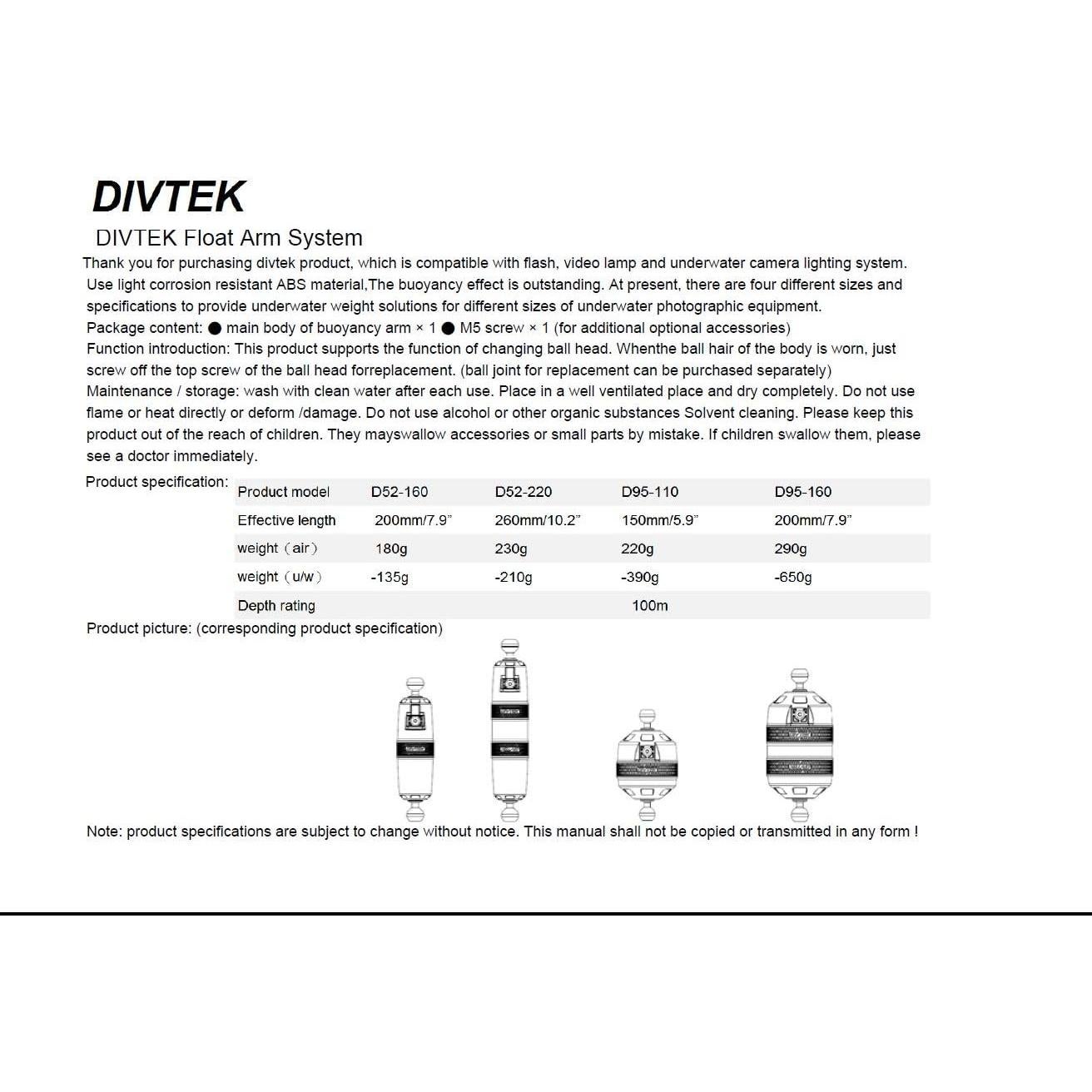 Soporte de Flotación DIVTEK D95-110 para Buceo Submarino