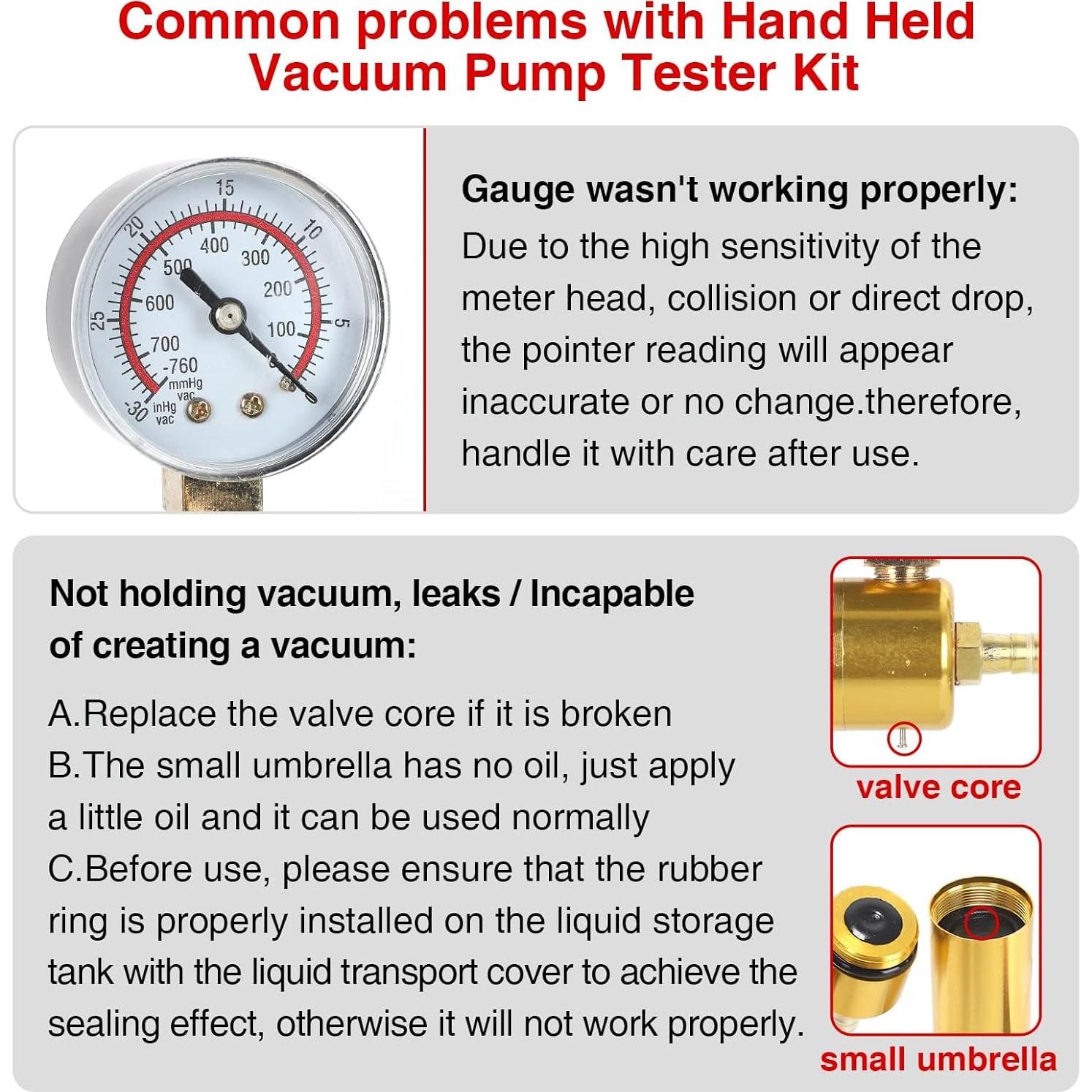 Probador de Bomba de Vacío QUNNIE 0-760 mmHg Multifuncional
